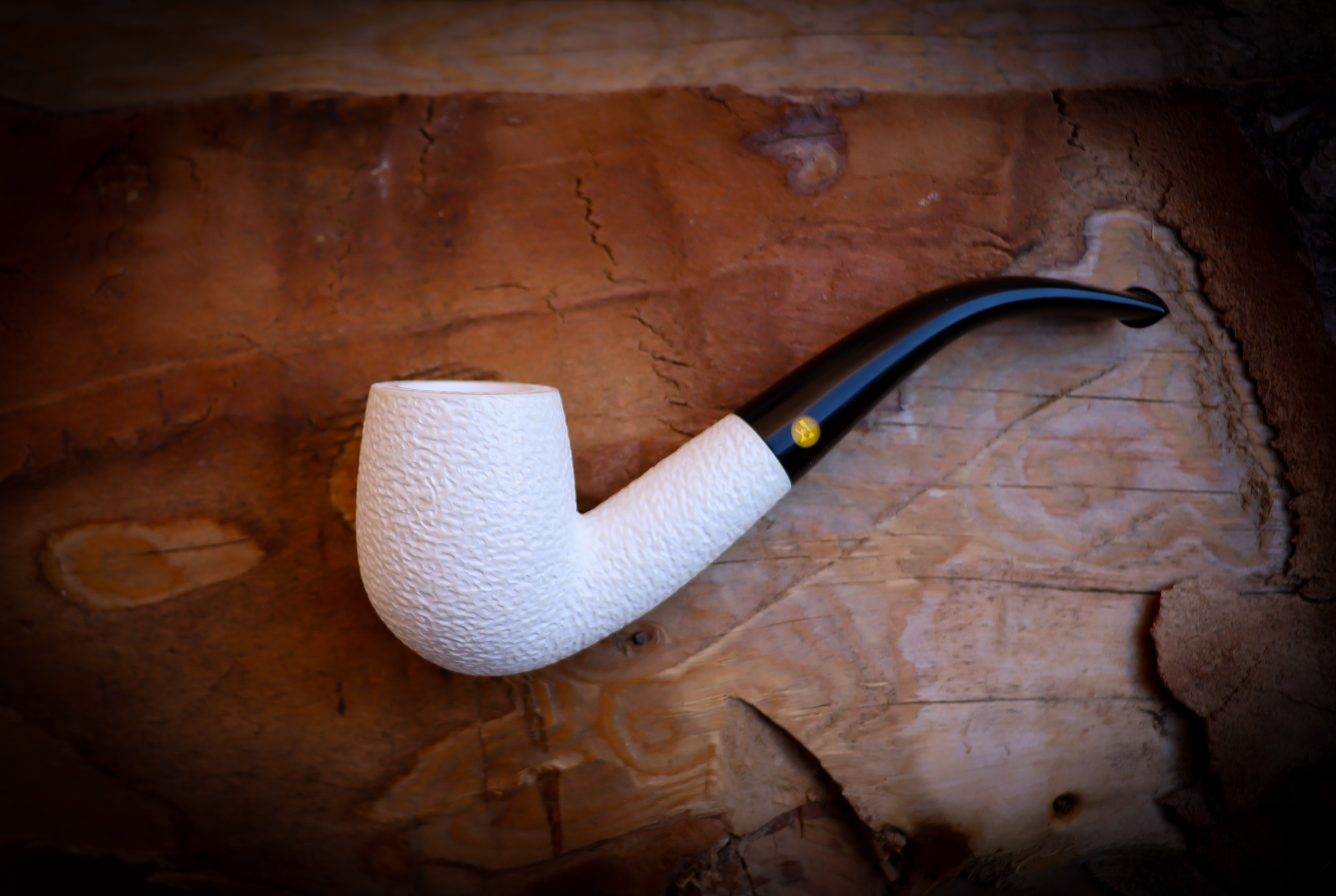 9MM Filtered Rustic Patterned Half Bent Meerschaum Pipe