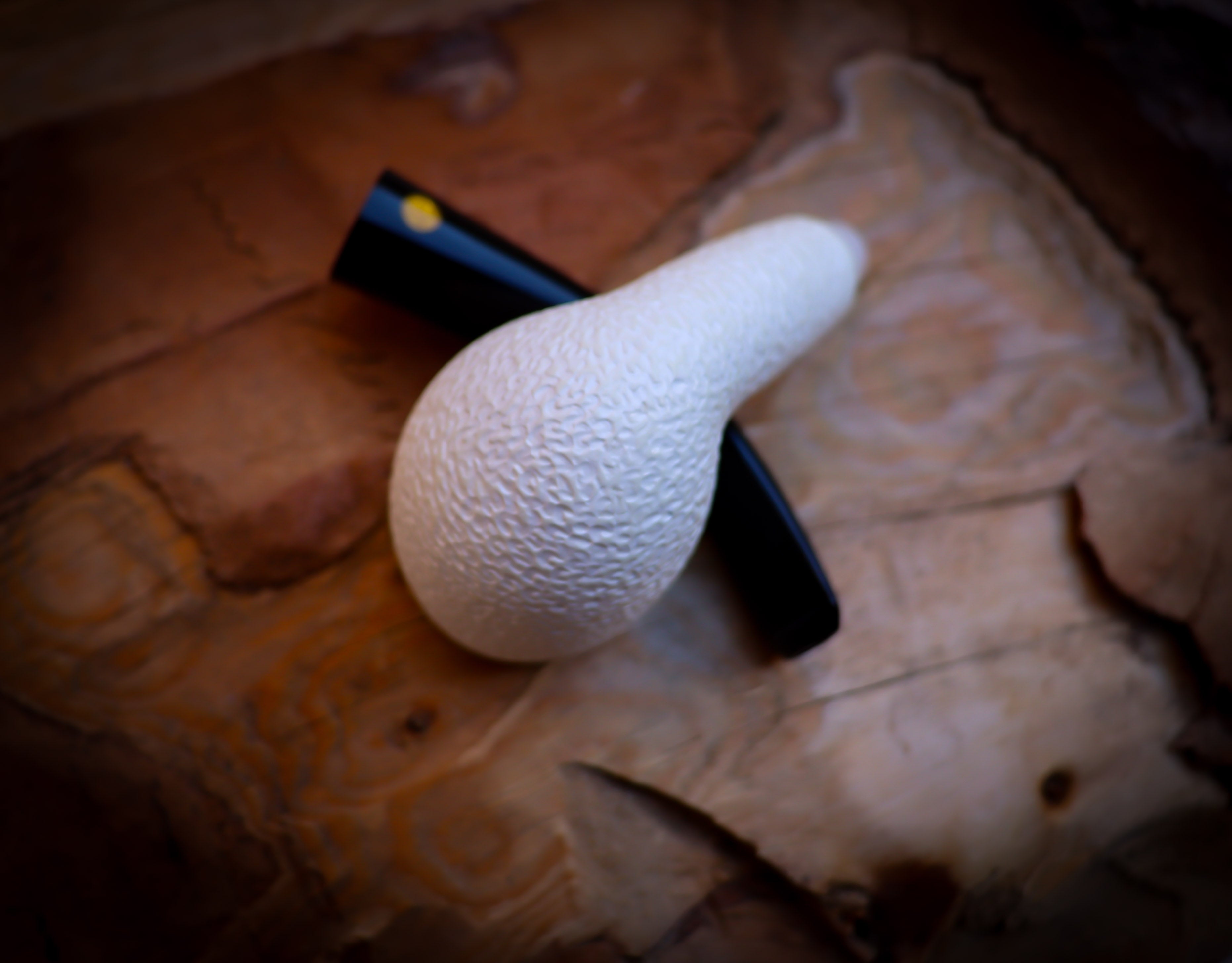 9MM Filtered Rustic Patterned Half Bent Meerschaum Pipe