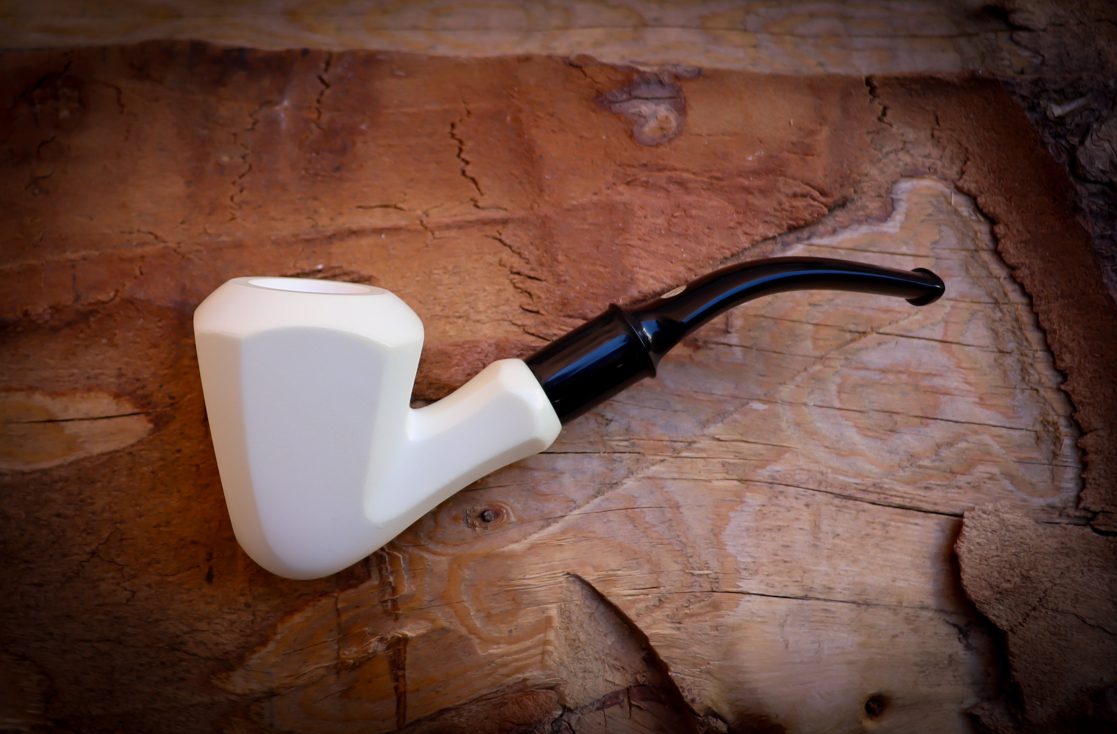 Smooth Special Hand Crafted Panel Model Meerschaum Pipe With Leather Box-Astaş Meerschaum