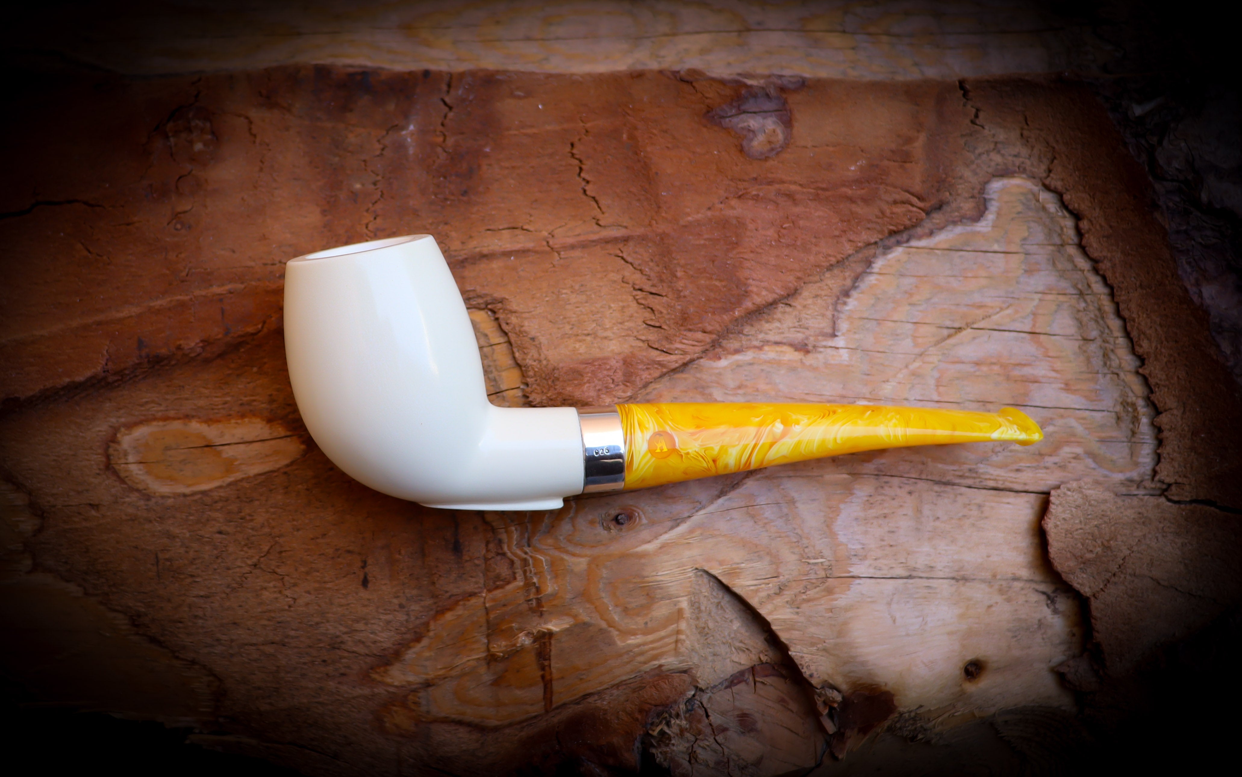 Silver Smooth Special Handmade Extra Large Billard Meerschaum Pipe With Leather Box-Astaş Meerschaum