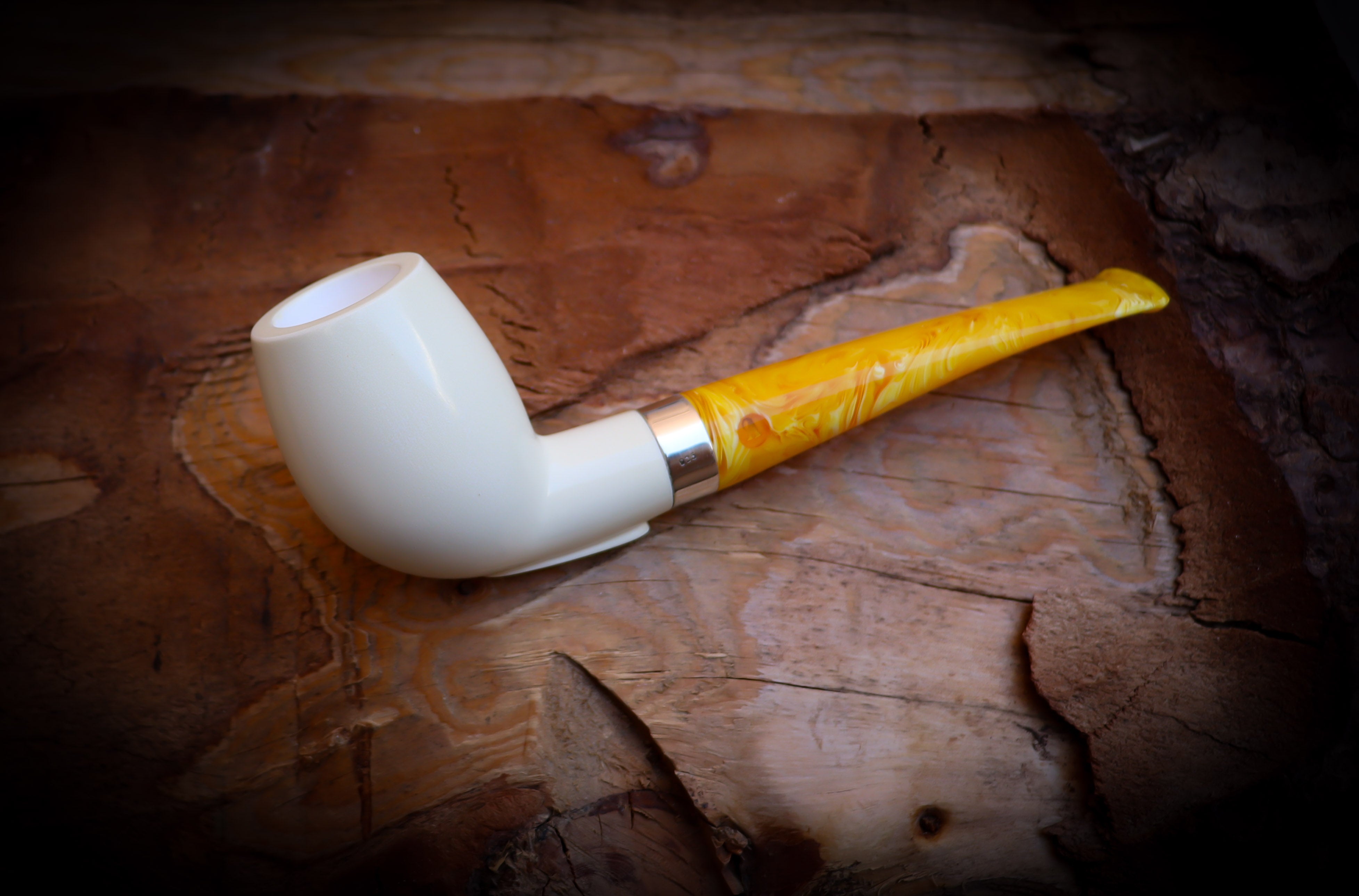 Silver Smooth Special Handmade Extra Large Billard Meerschaum Pipe With Leather Box-Astaş Meerschaum