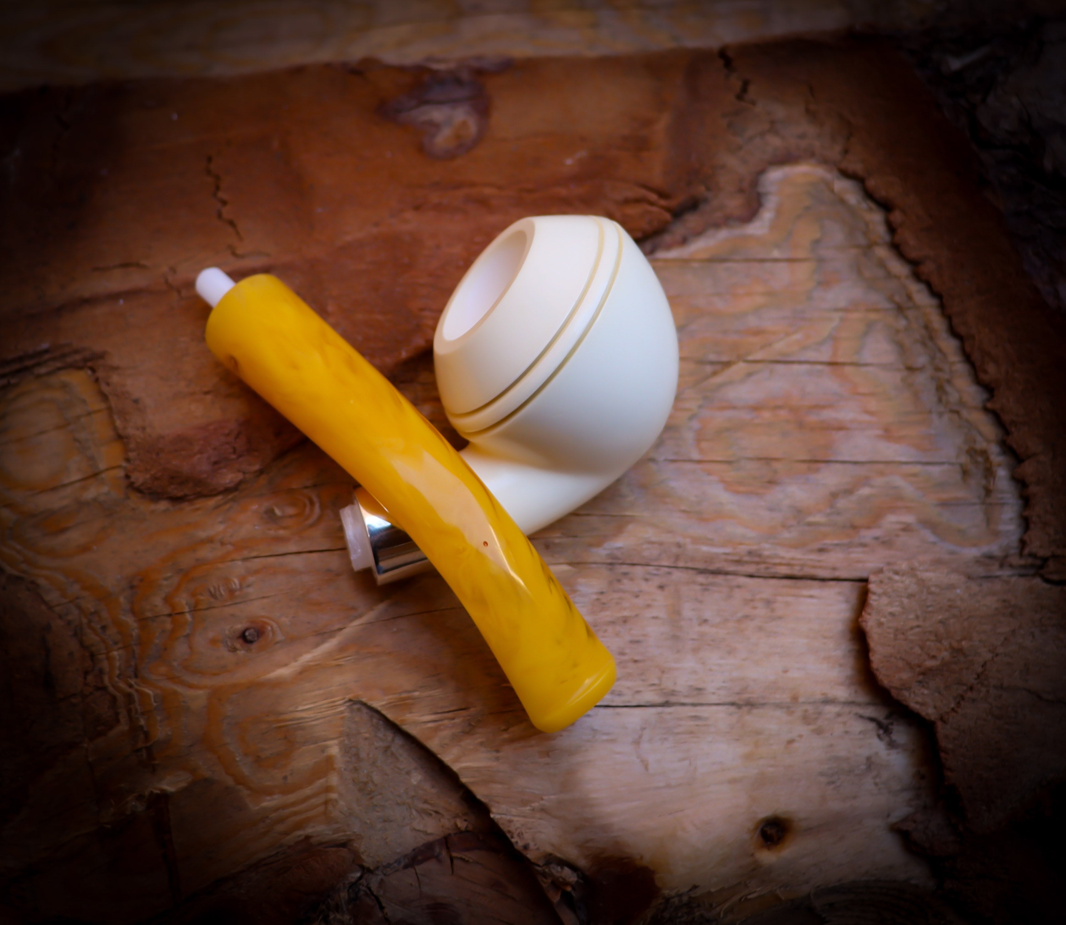 Rhodesian Meerschaum, Silver Smooth Special Handmade Bulldog Meerschaum Pipe With Leather Box- Astaş Meerschaum