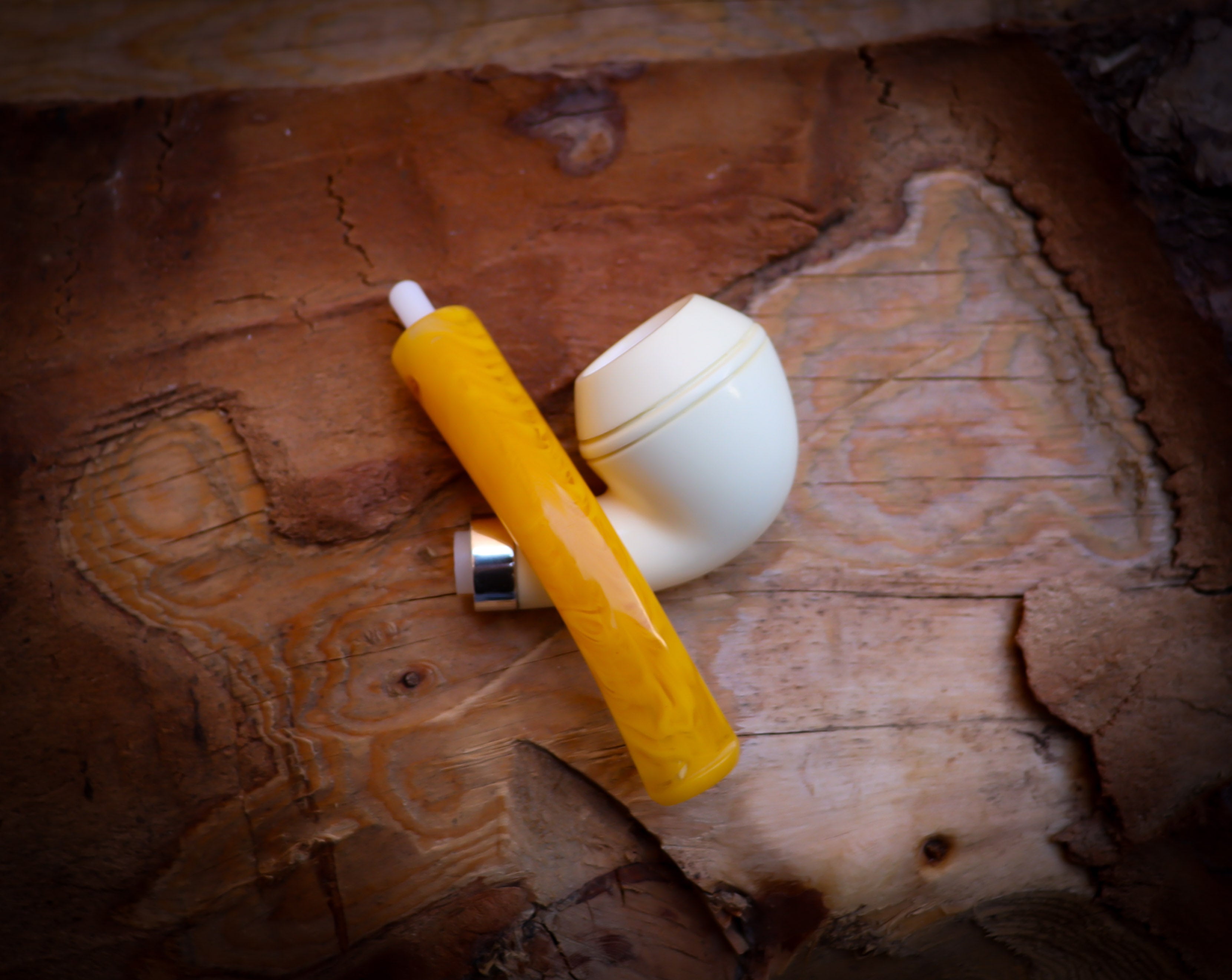 Rhodesian Meerschaum, Silver Smooth Special Handmade Bulldog Meerschaum Pipe With Leather Box- Astaş Meerschaum