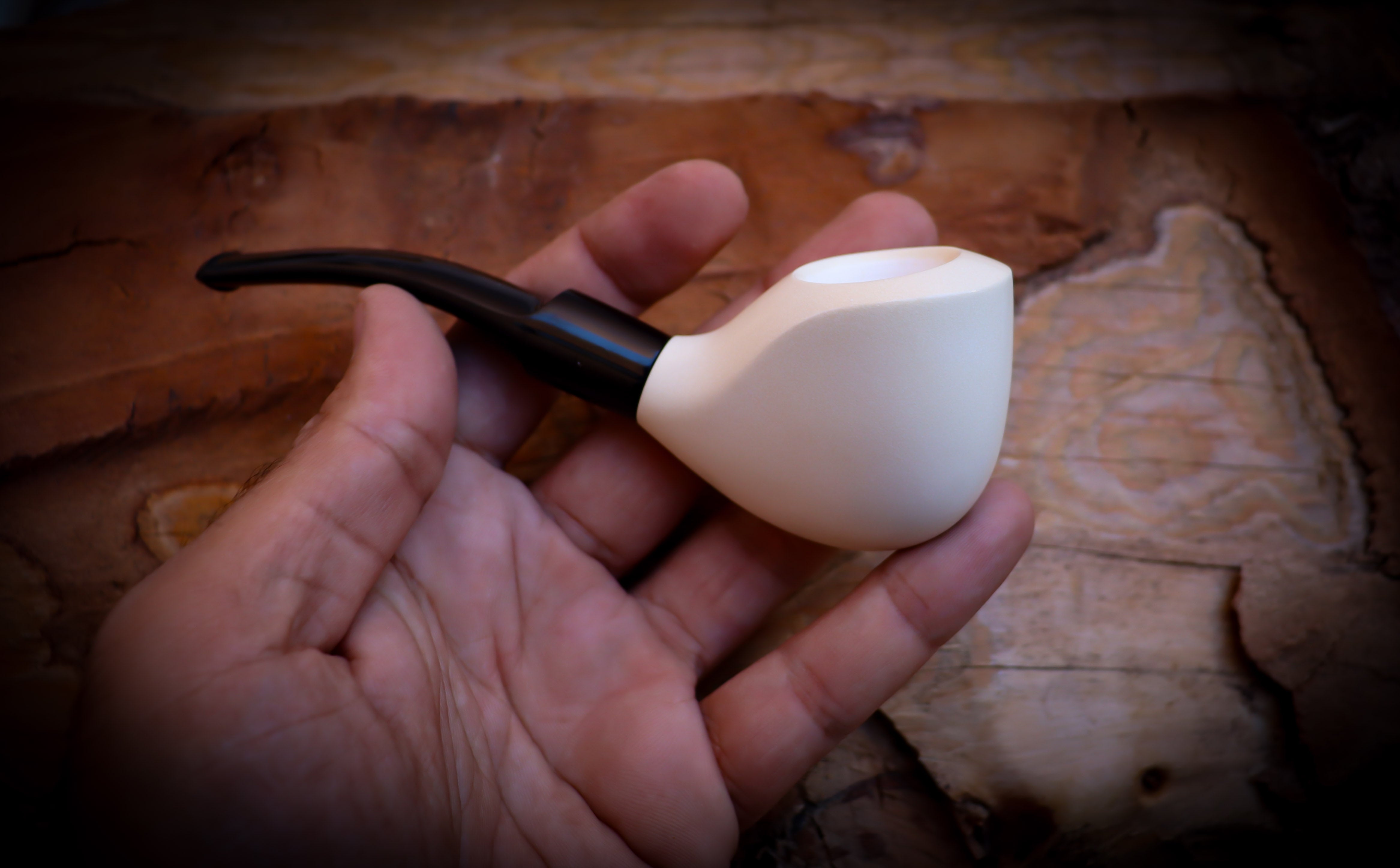 Smooth Special Handmade Block Meerschaum Pipe With Leather Box- Astaş Meerschaum