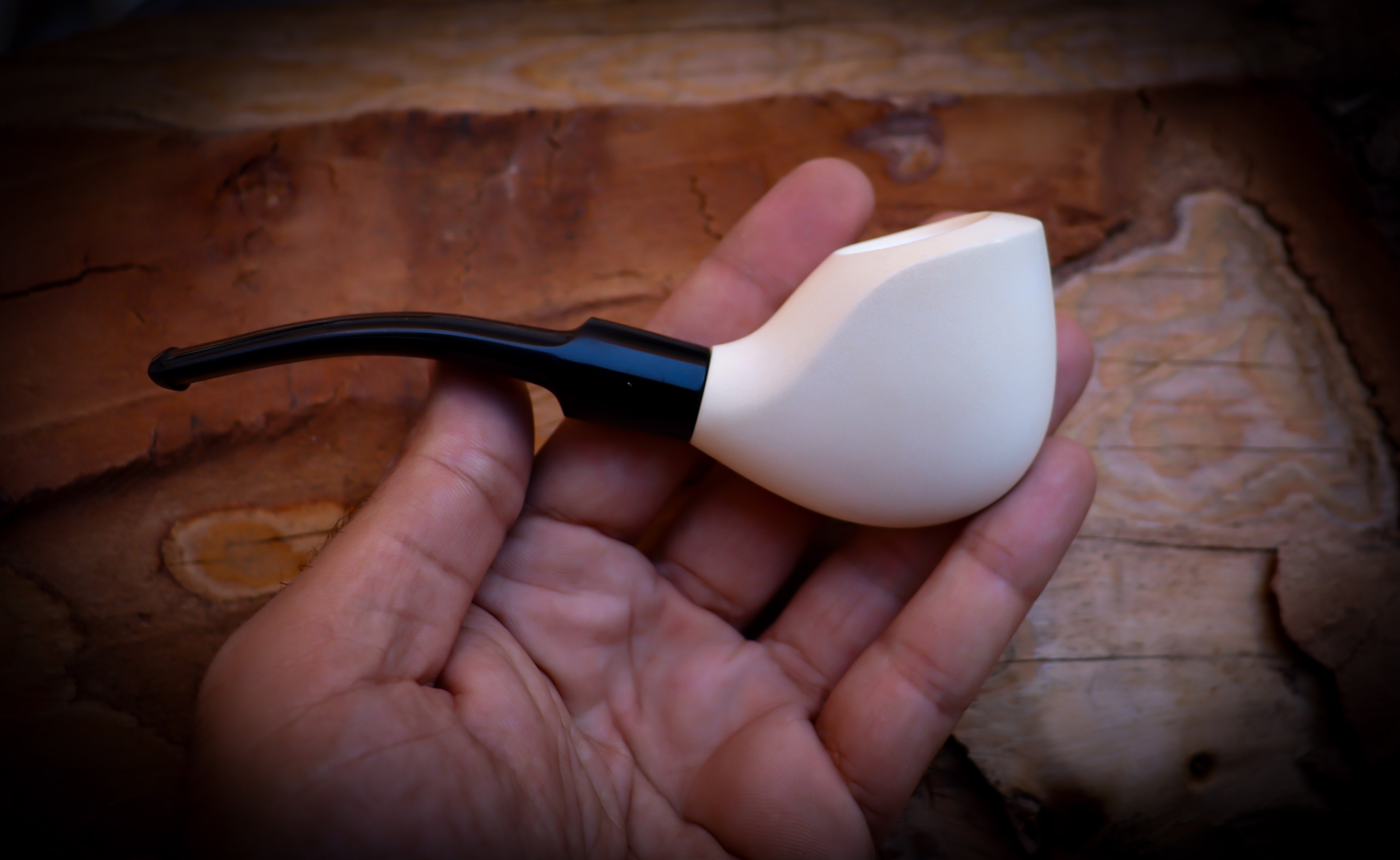 Smooth Special Handmade Block Meerschaum Pipe With Leather Box- Astaş Meerschaum