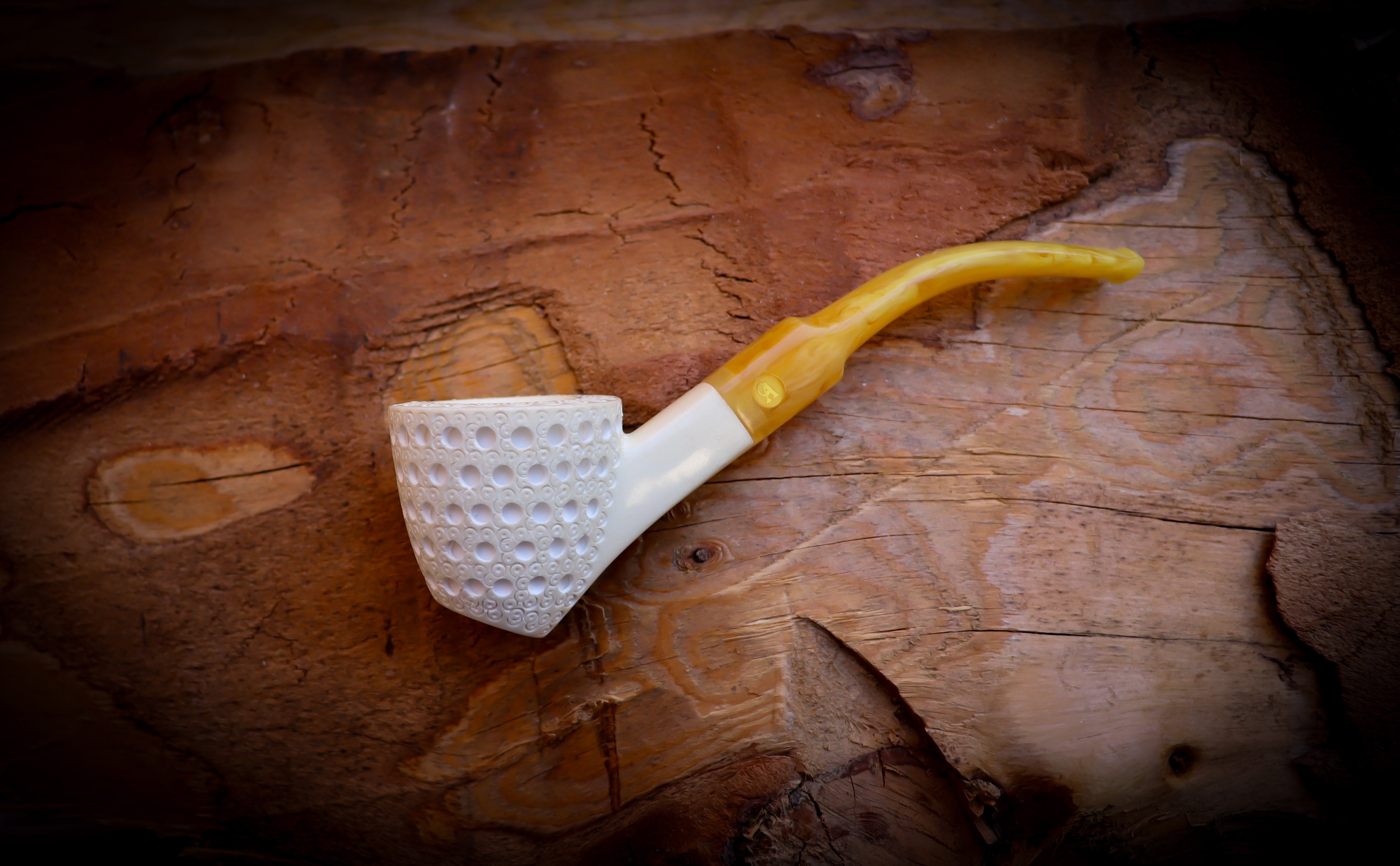 Embriodered Special Handmade Dublin Meerschaum Pipe With Leather Box-Astaş Meerschaum