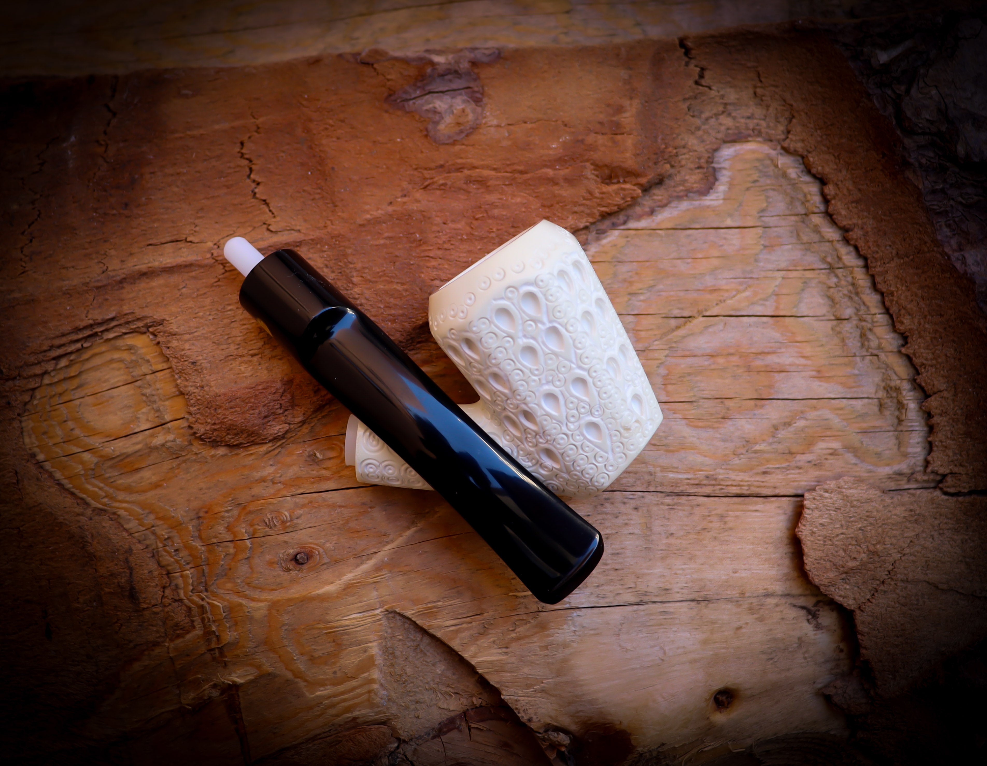 Latticed Special Handmade Panel Block Meerschaum Pipe With Leather Box- Astaş Meerschaum