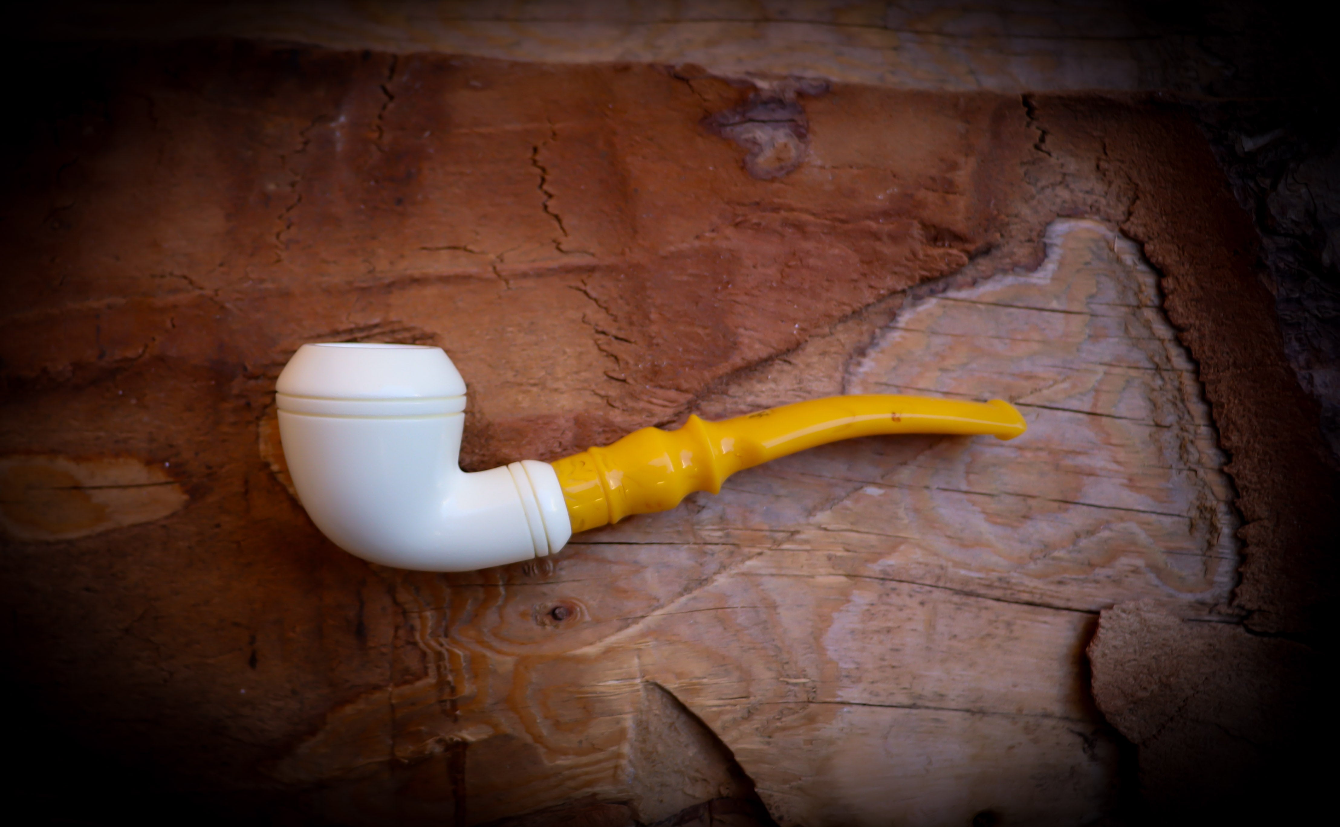Rhodesian Meerschaum, Smooth Special Handmade Bulldog Block Meerschaum Pipe With Leather Box-Astaş Meerschaum