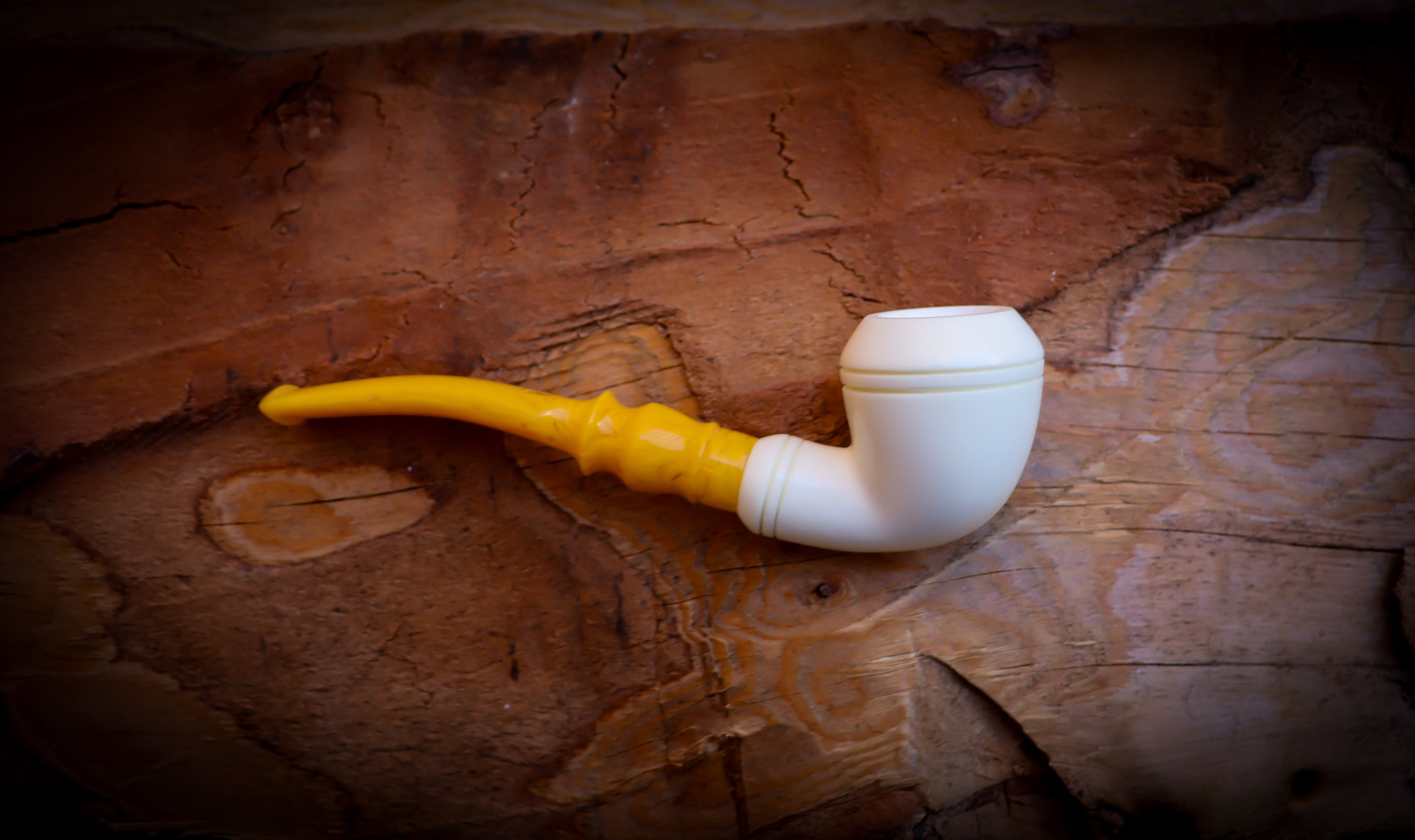 Rhodesian Meerschaum, Smooth Special Handmade Bulldog Block Meerschaum Pipe With Leather Box-Astaş Meerschaum