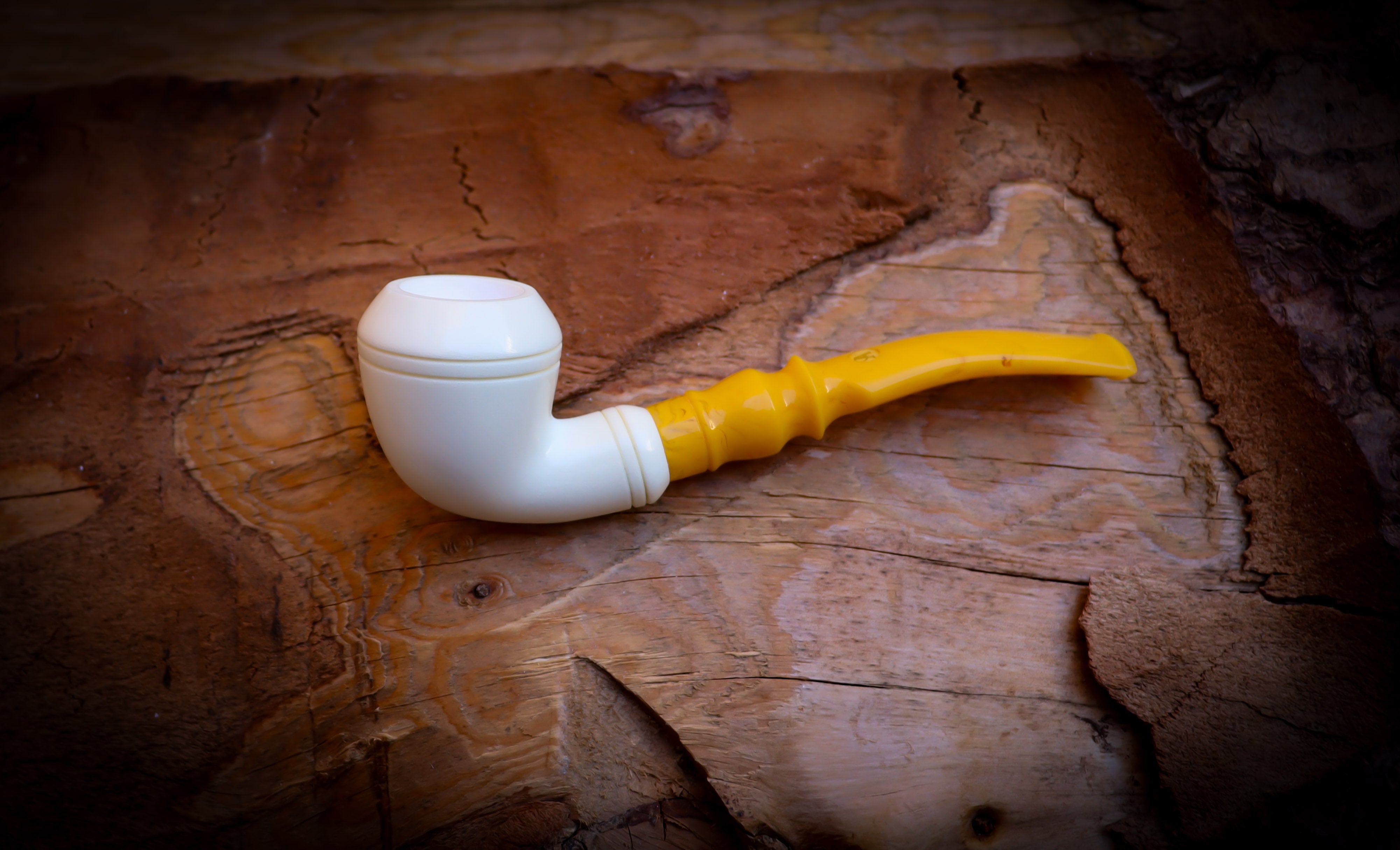 Rhodesian Meerschaum, Smooth Special Handmade Bulldog Block Meerschaum Pipe With Leather Box-Astaş Meerschaum