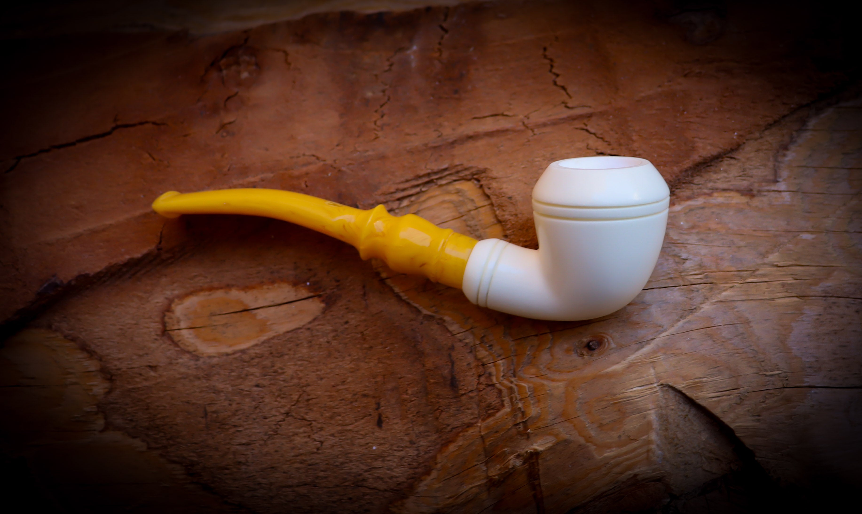 Rhodesian Meerschaum, Smooth Special Handmade Bulldog Block Meerschaum Pipe With Leather Box-Astaş Meerschaum