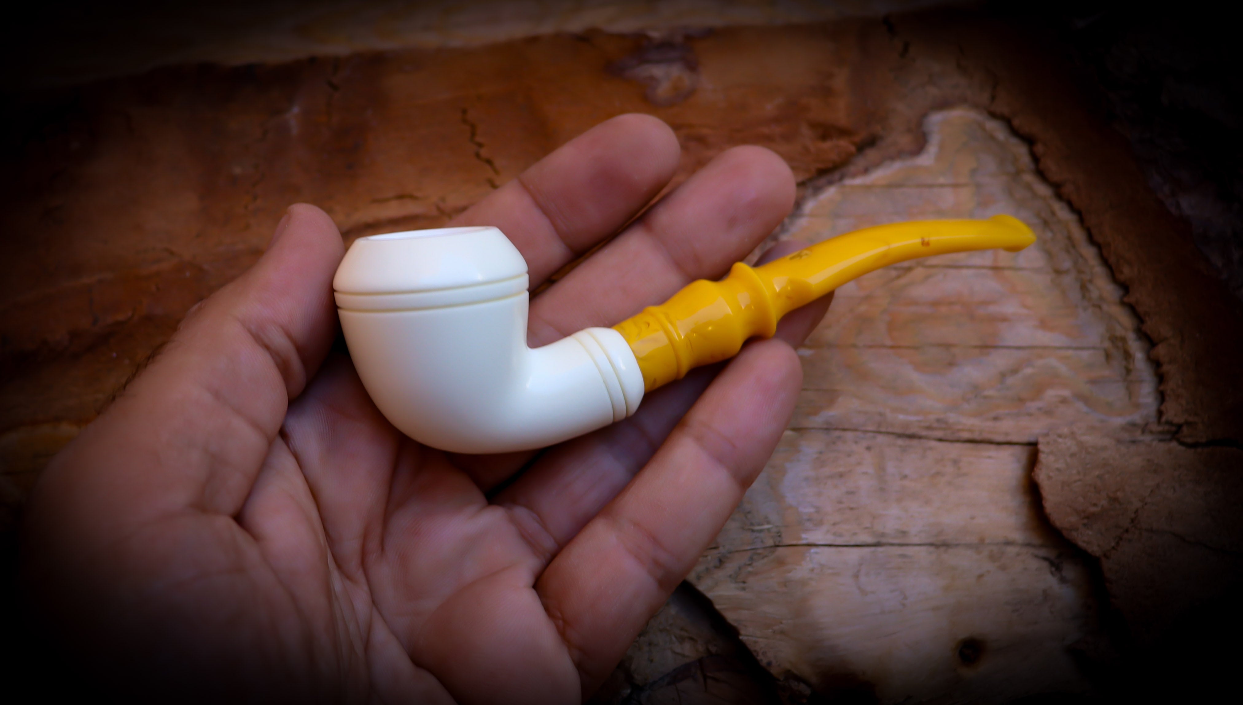 Rhodesian Meerschaum, Smooth Special Handmade Bulldog Block Meerschaum Pipe With Leather Box-Astaş Meerschaum
