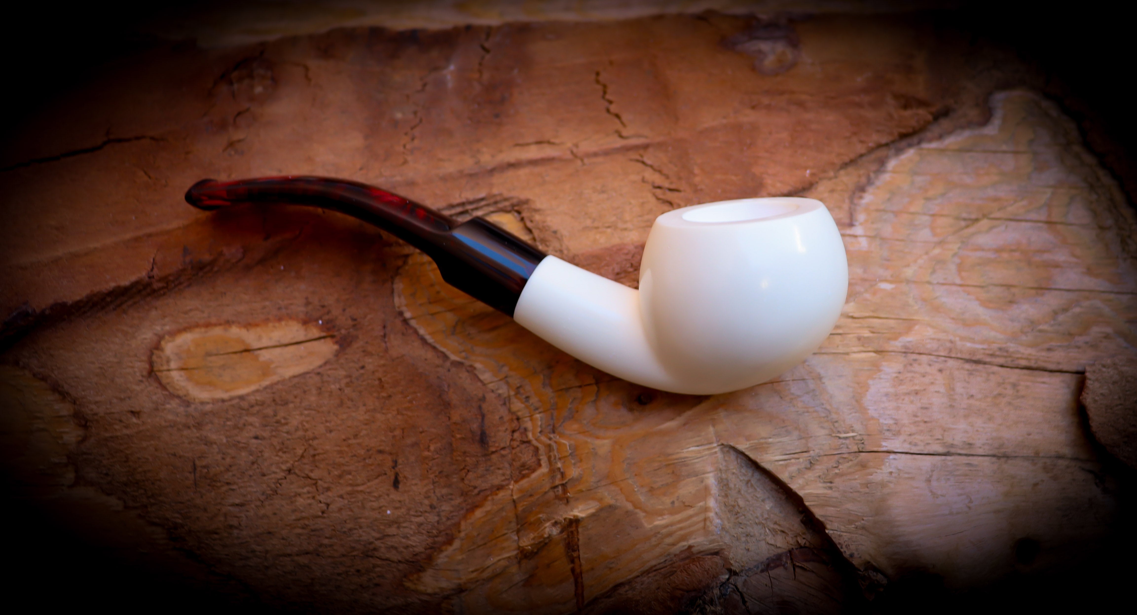 Smooth Special Handmade Block Meerschaum Pipe With Leather Box- Astaş Meerschaum