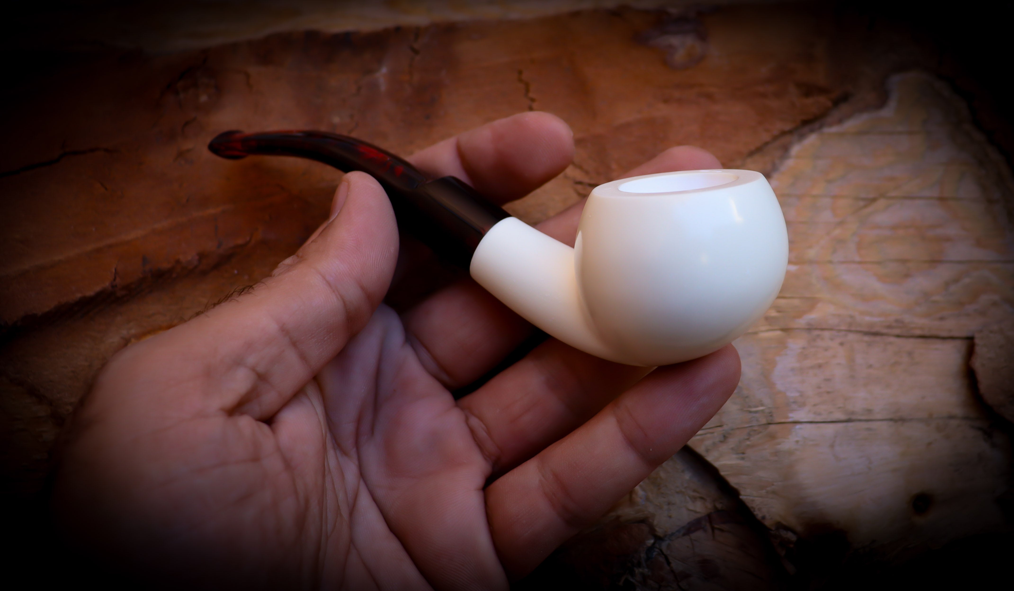 Smooth Special Handmade Block Meerschaum Pipe With Leather Box- Astaş Meerschaum