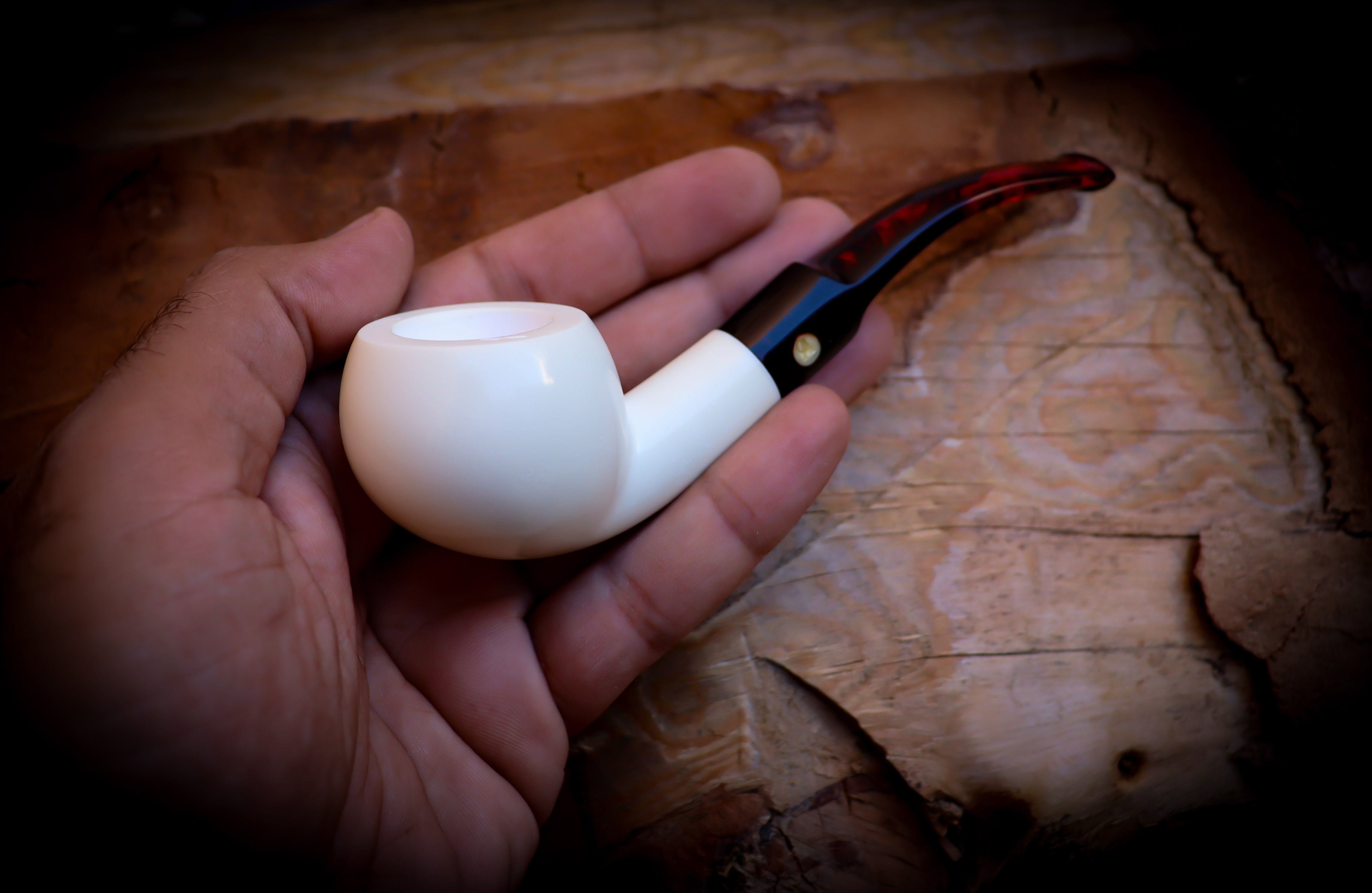 Smooth Special Handmade Block Meerschaum Pipe With Leather Box- Astaş Meerschaum