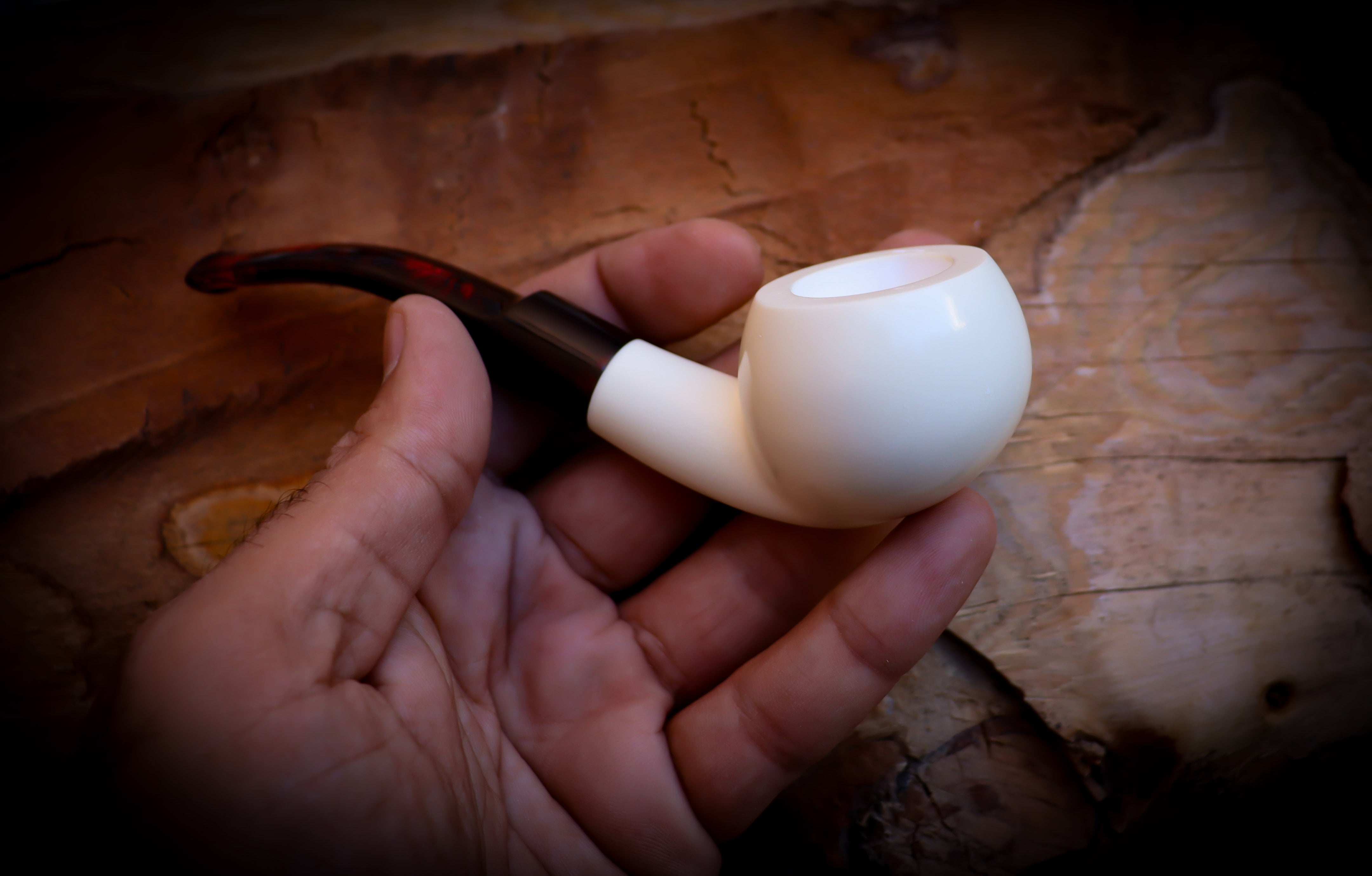 Smooth Special Handmade Block Meerschaum Pipe With Leather Box- Astaş Meerschaum