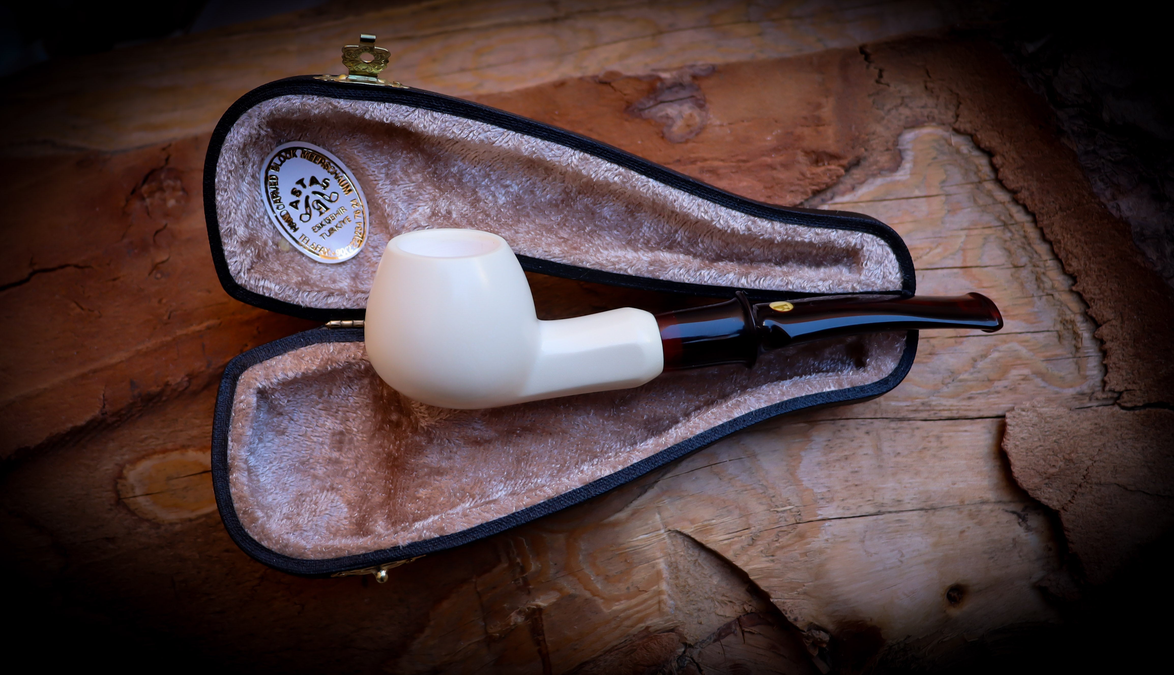 Apple Meerschaum, Smooth Special Handmade Apple Meerschaum Pipe With Leather Box- Astaş Meerschaum