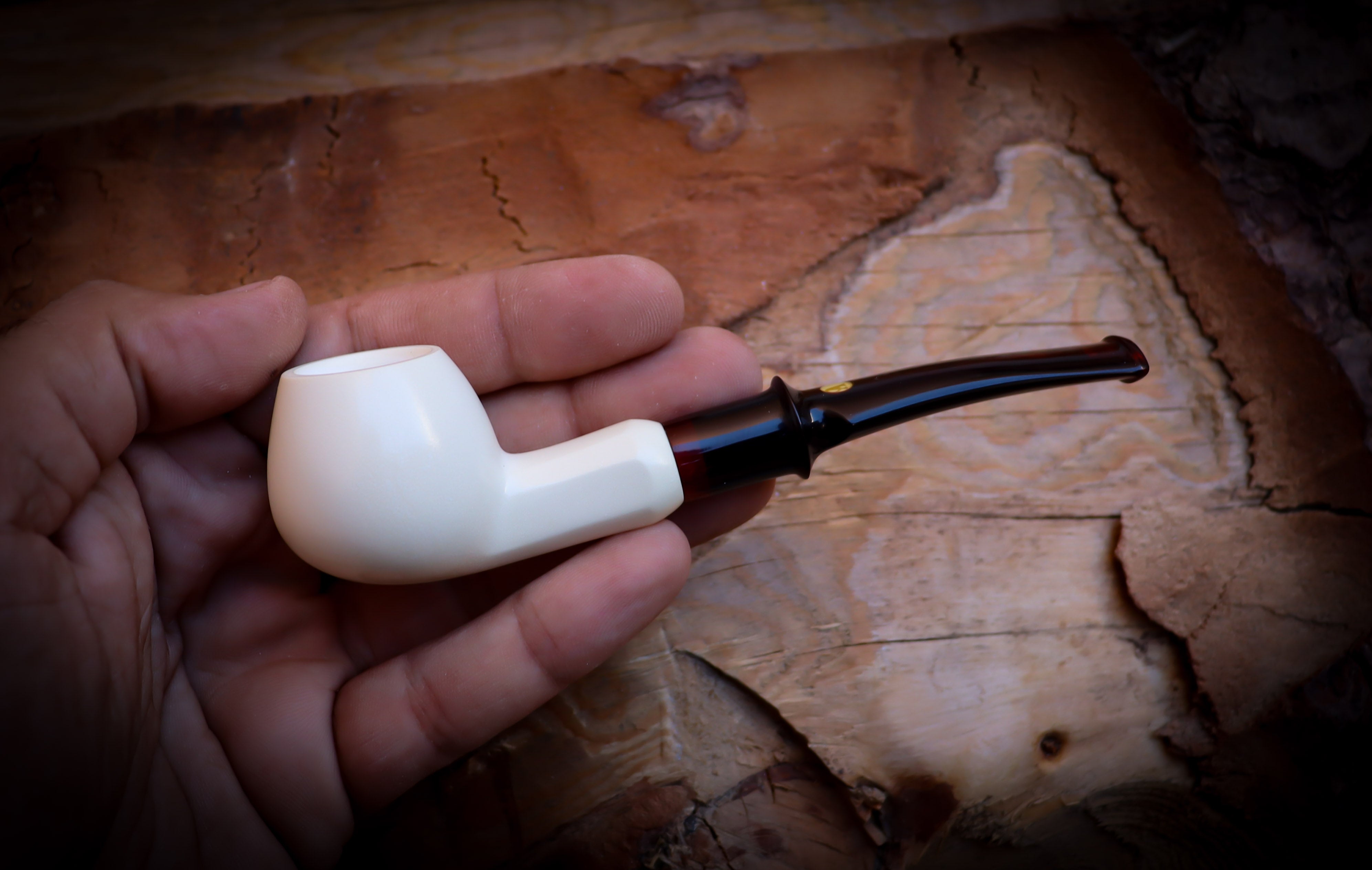 Apple Meerschaum, Smooth Special Handmade Apple Meerschaum Pipe With Leather Box- Astaş Meerschaum