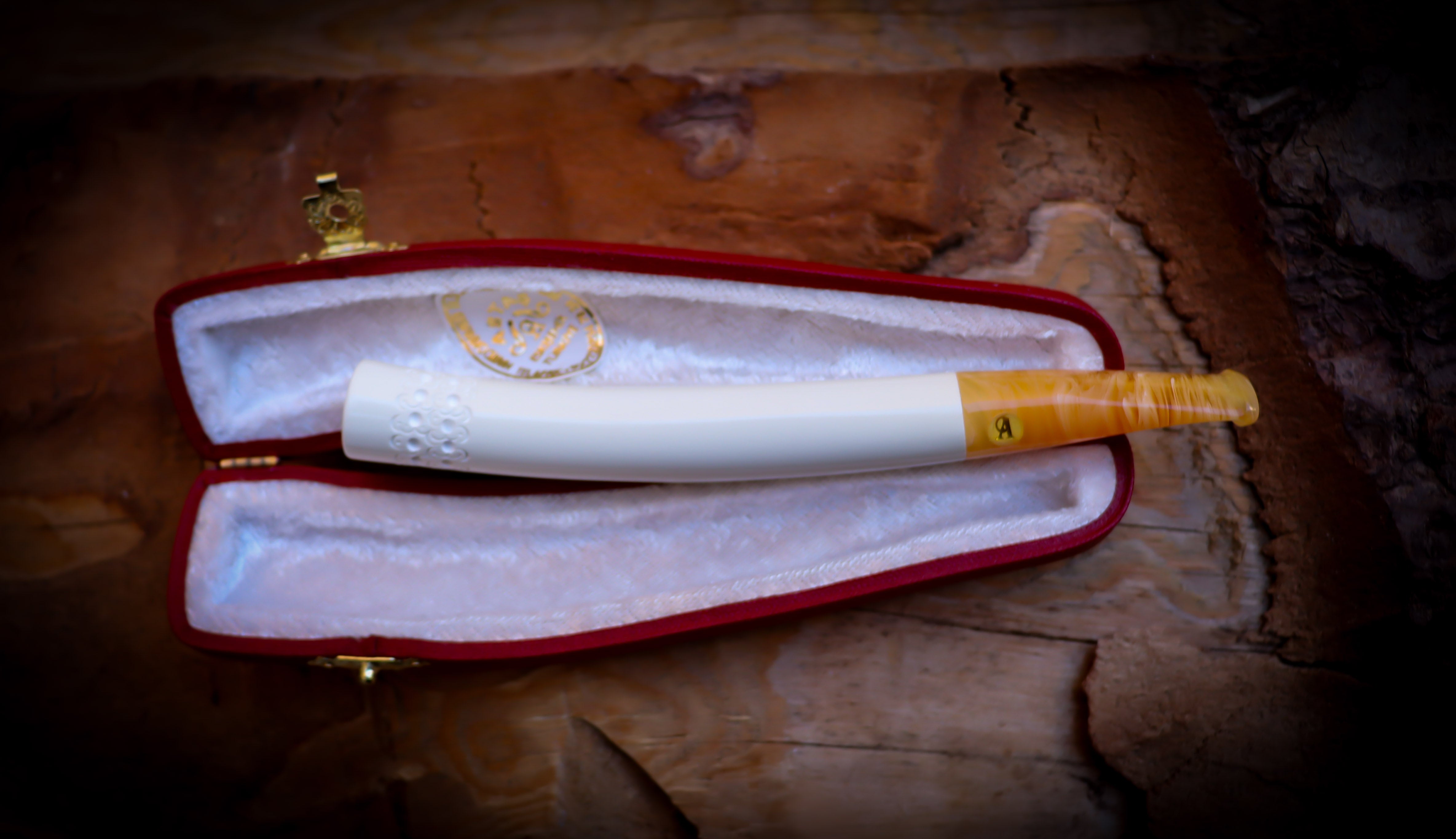 Special Handmade Cigarette Holder Meerschaum Pipe With Leather Box- Astaş Meerschaum