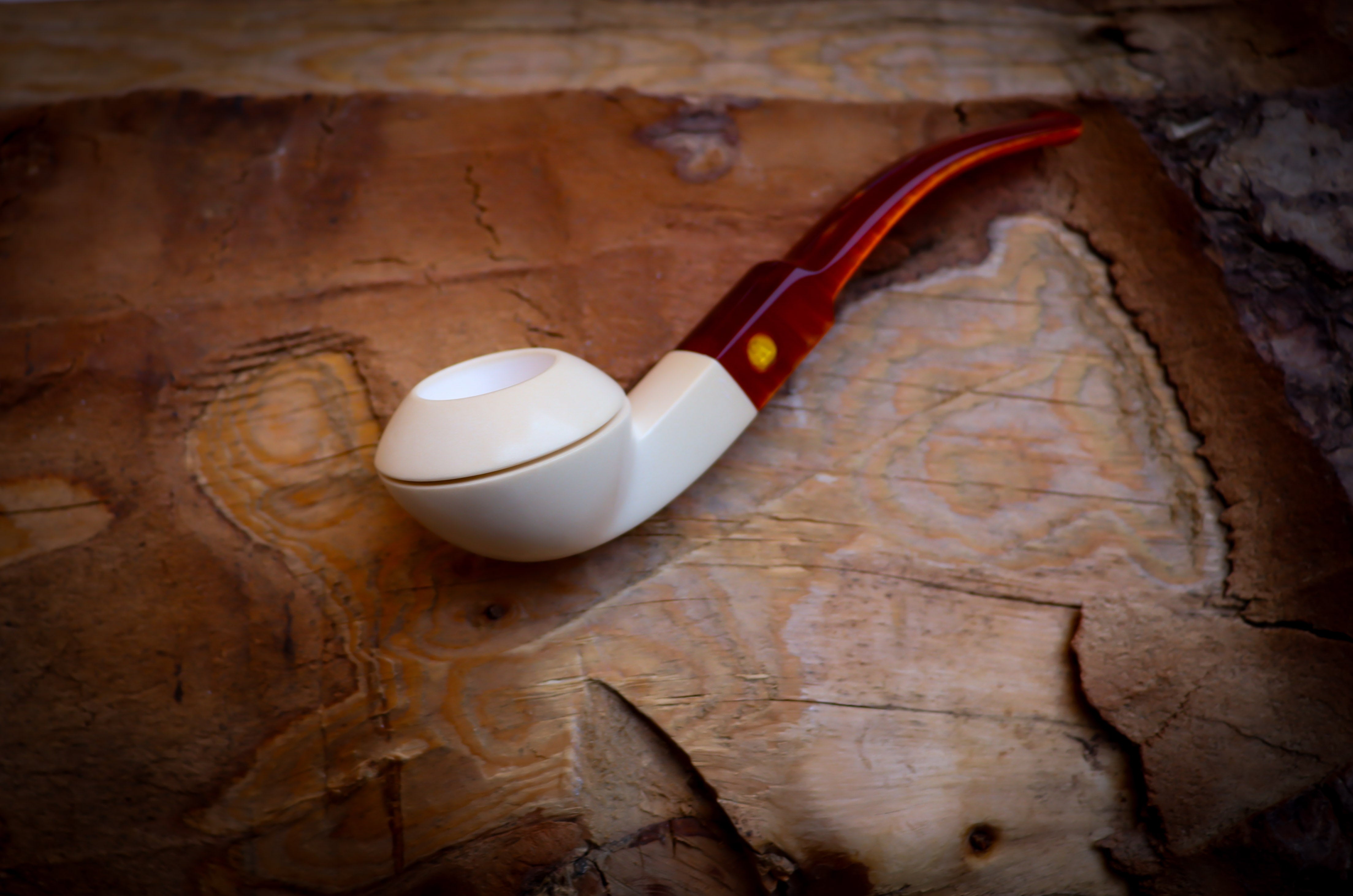 Squat Bulldog, Smooth Special Handmade Squat Bulldog Meerschaum Pipe With Leather Box-Astaş Meerschaum