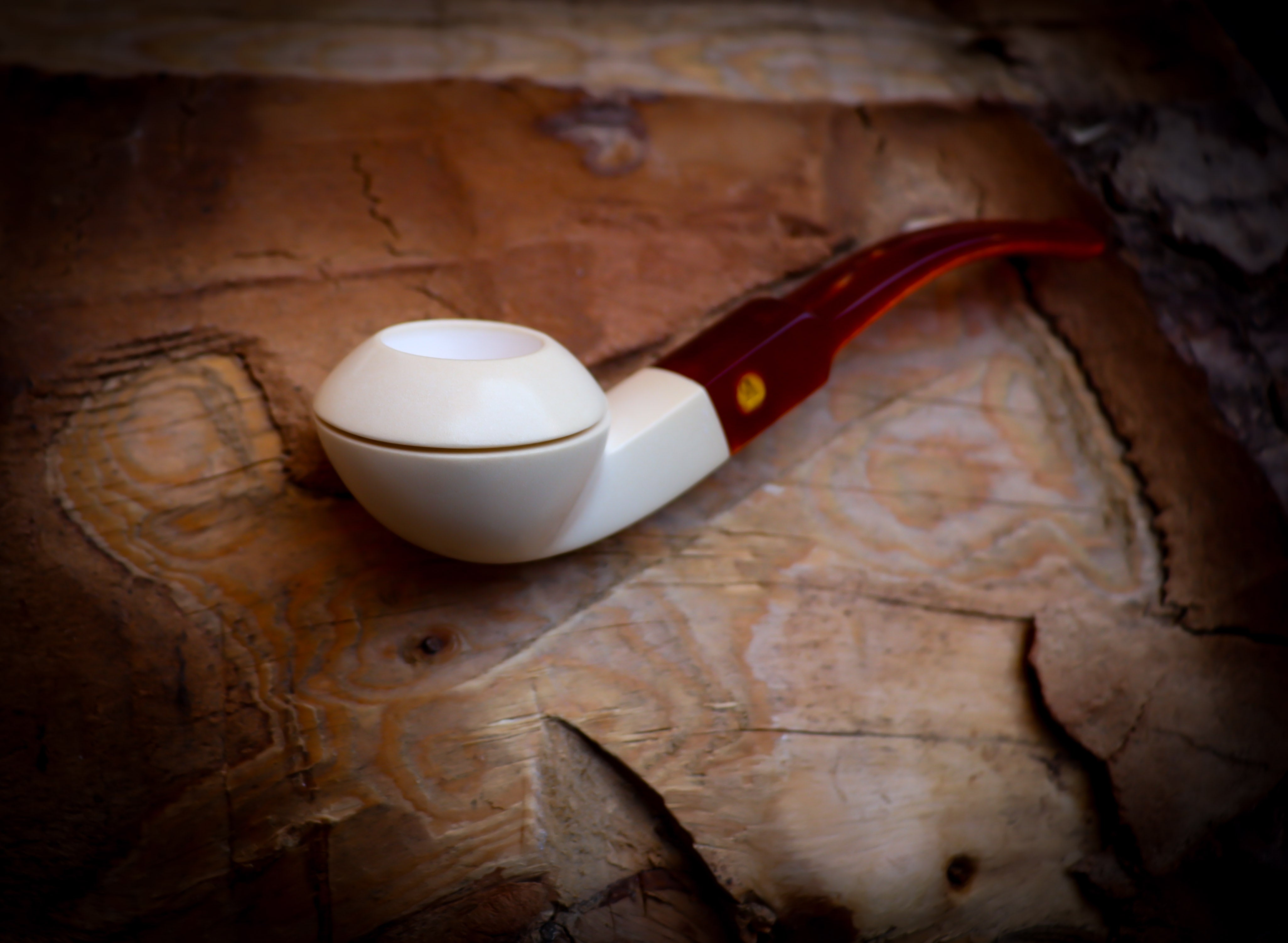 Squat Bulldog, Smooth Special Handmade Squat Bulldog Meerschaum Pipe With Leather Box-Astaş Meerschaum
