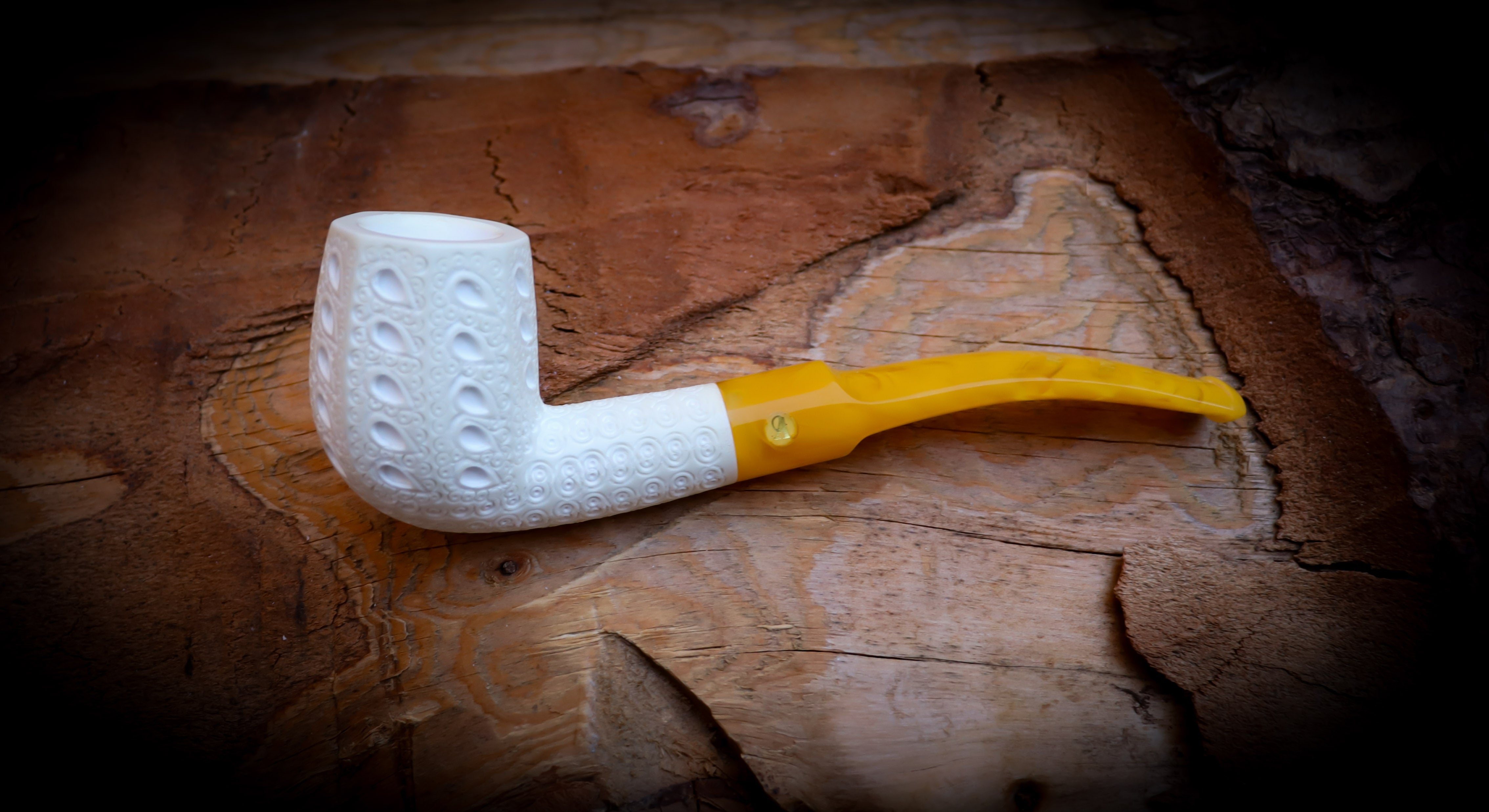 Unique Embroidered Handmade Panel Block Meerschaum Pipe | Collectible with Leather Case – Astaş Meerschaum