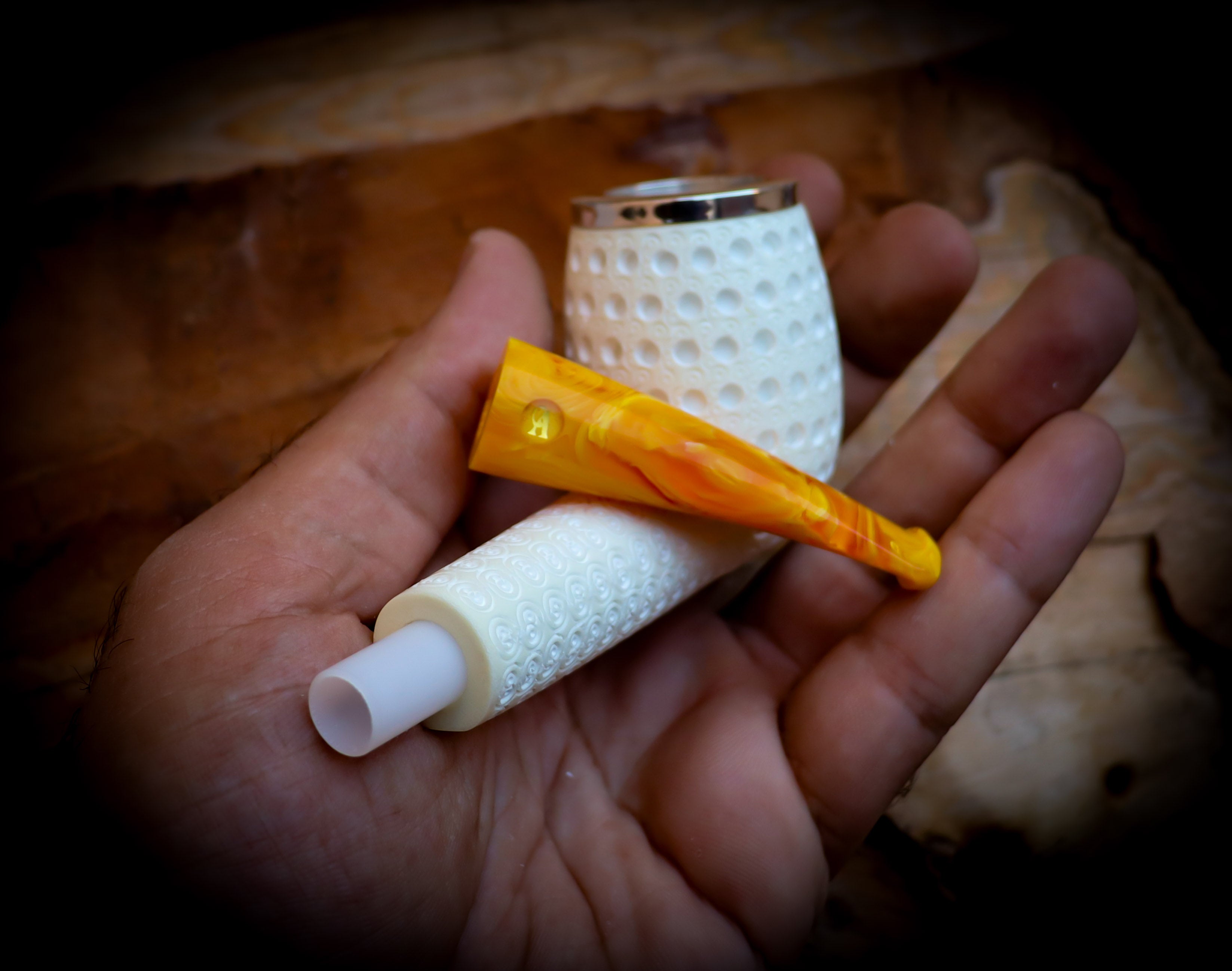 9MM Filtered Silver Embriodered Special Handmade Large Size Billard Meerschaum Pipe With Leather Box-Astaş Meerschaum
