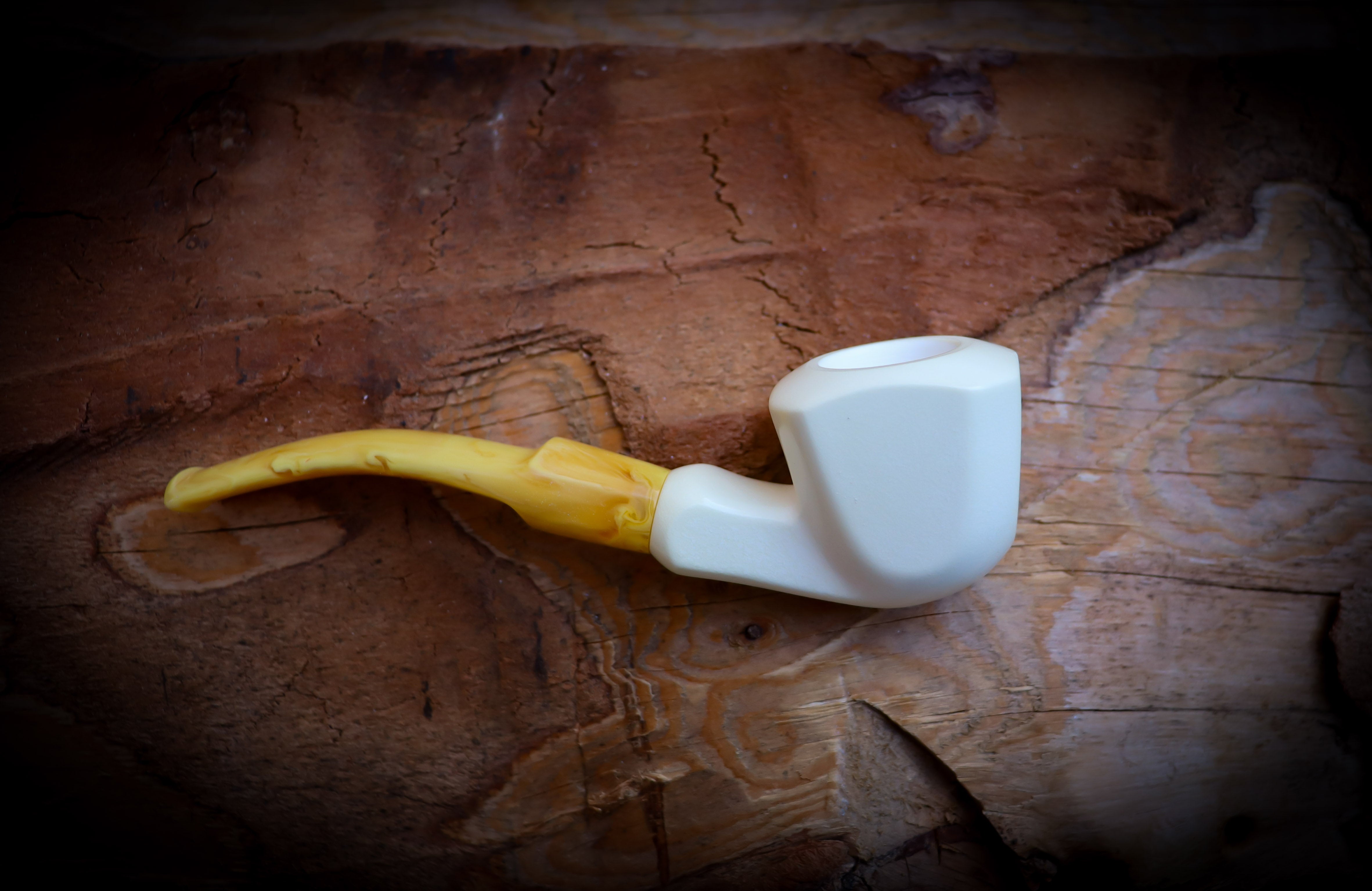 Handcrafted Smooth Panel Meerschaum Pipe with Leather Case - Unique Block Meerschaum Smoking Pipe by Astaş