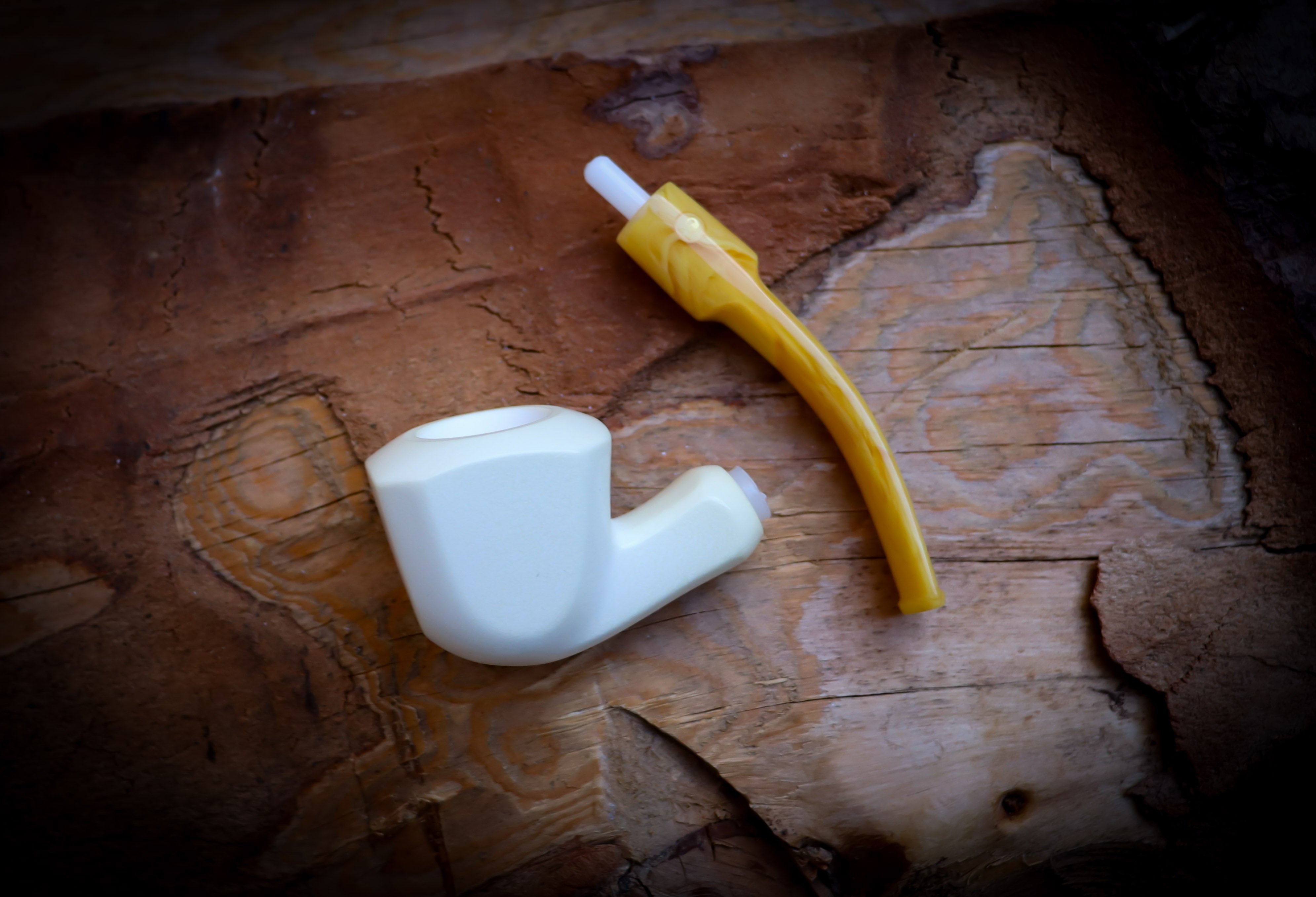 Handcrafted Smooth Panel Meerschaum Pipe with Leather Case - Unique Block Meerschaum Smoking Pipe by Astaş