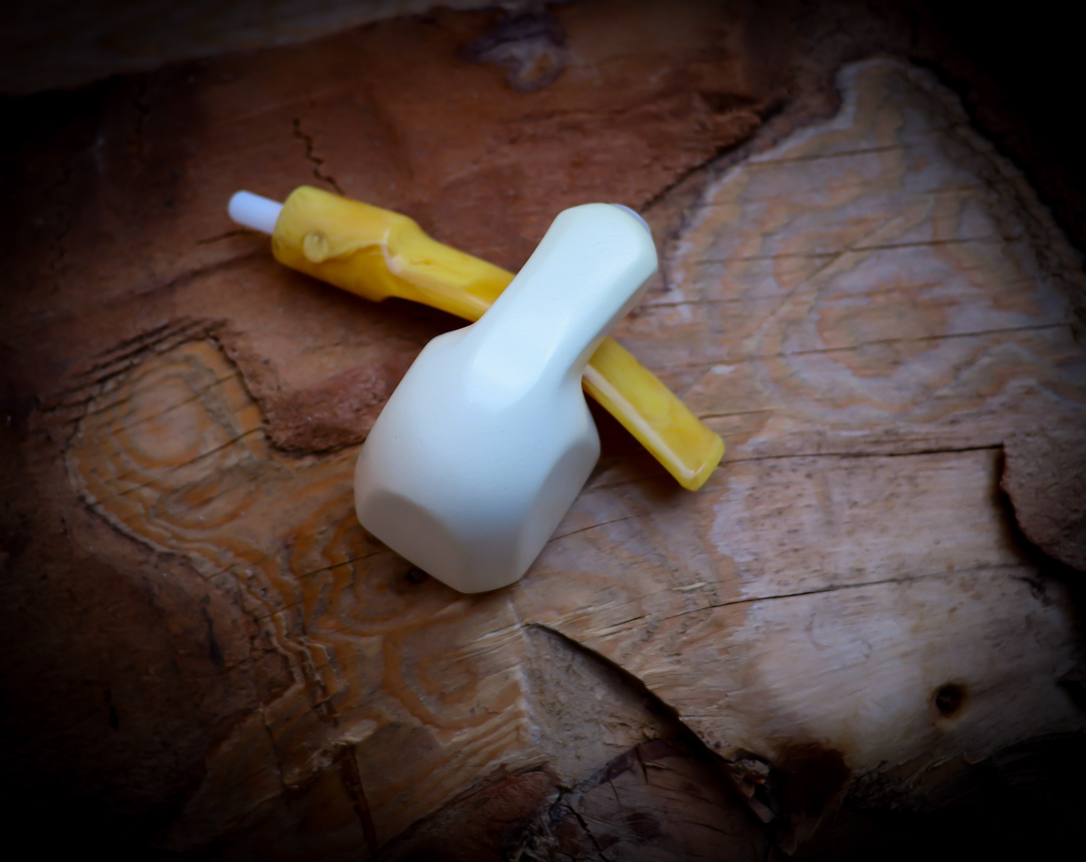 Handcrafted Smooth Panel Meerschaum Pipe with Leather Case - Unique Block Meerschaum Smoking Pipe by Astaş