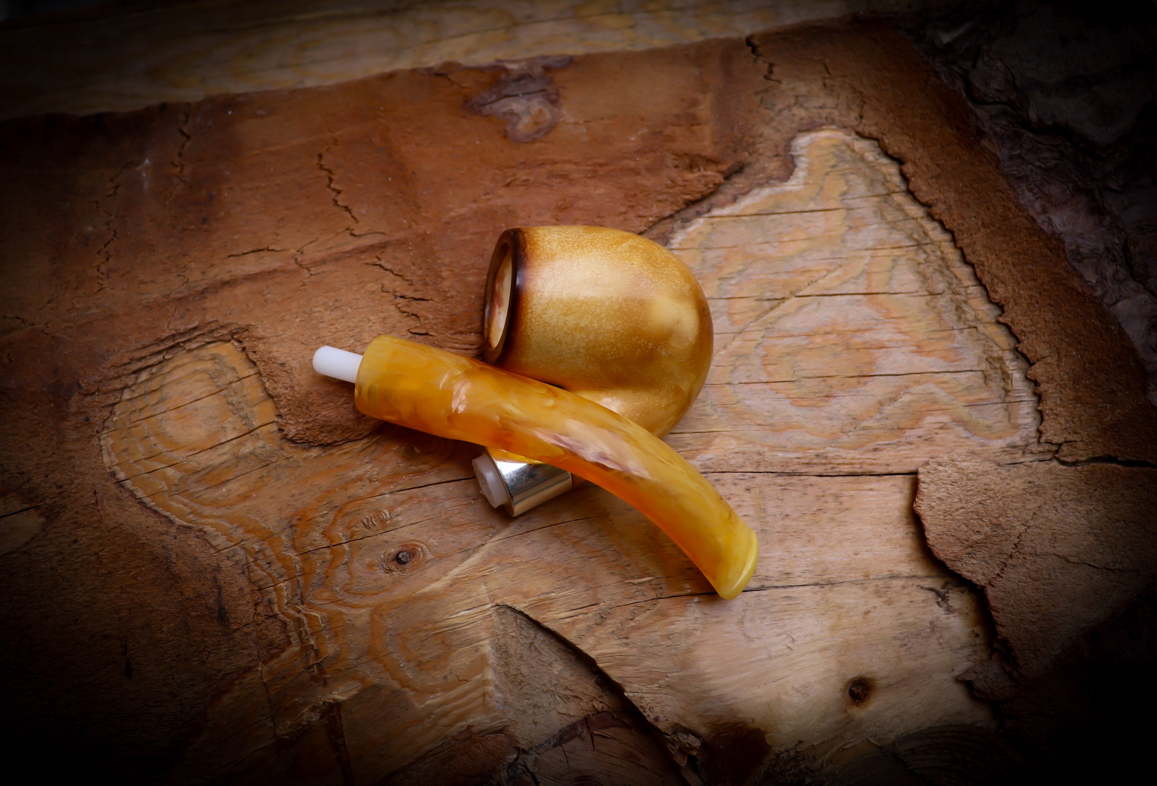 Lee Van Cleef Meerschaum, Silver Smooth Special Handmade Lee Van Cleef Meerschaum Pipe With Leather Case- Astaş Meerschaum