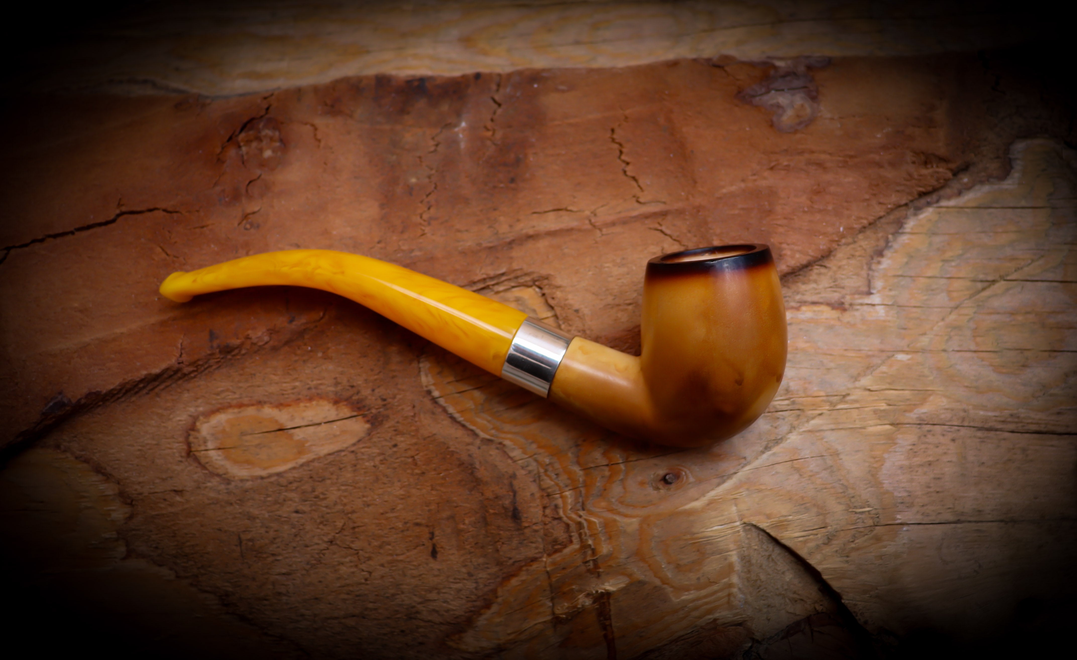 Lee Van Cleef Meerschaum, Silver Smooth Special Handmade Lee Van Cleef Meerschaum Pipe With Leather Case- Astaş Meerschaum