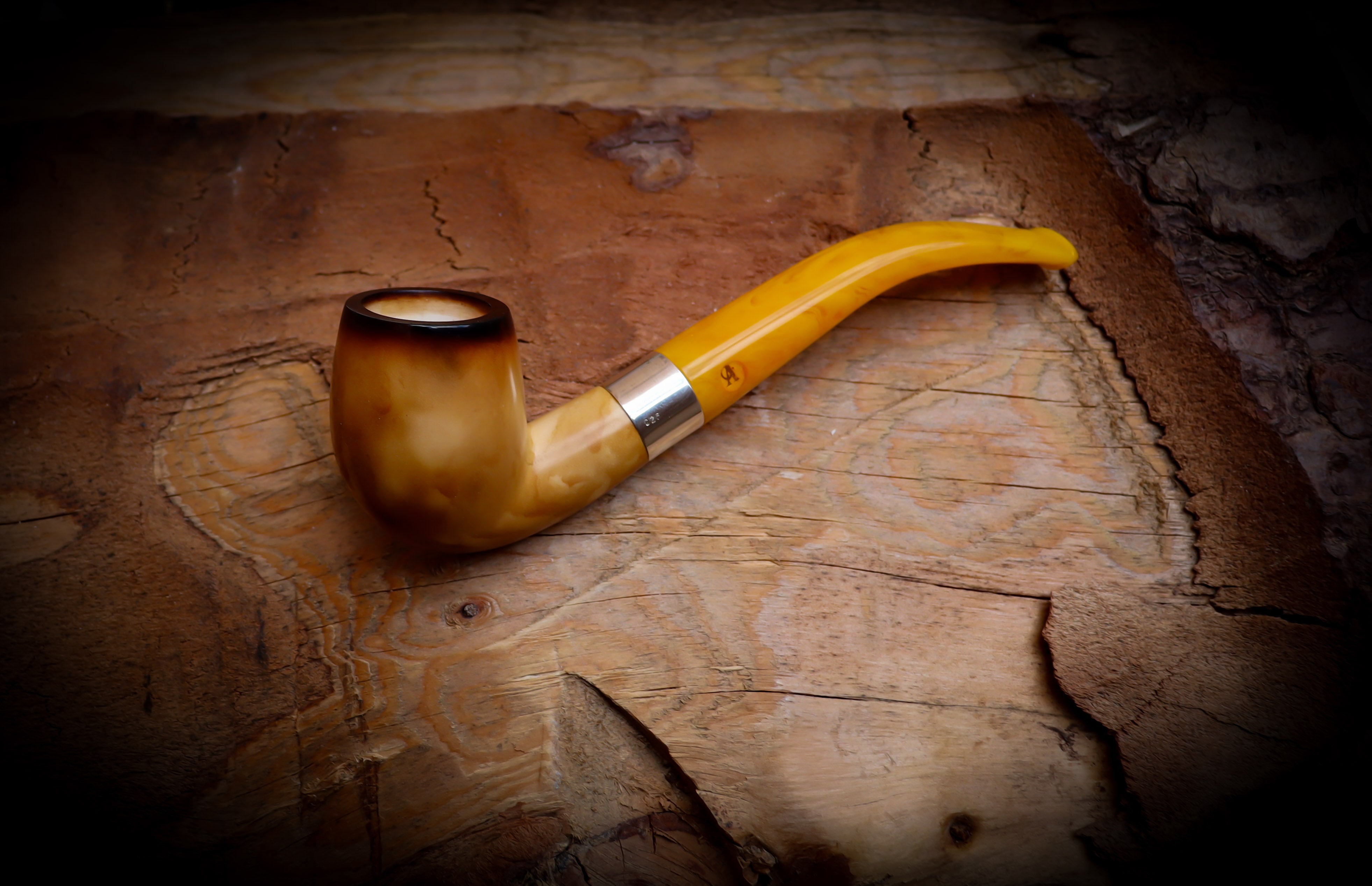 Lee Van Cleef Meerschaum, Silver Smooth Special Handmade Lee Van Cleef Meerschaum Pipe With Leather Case- Astaş Meerschaum
