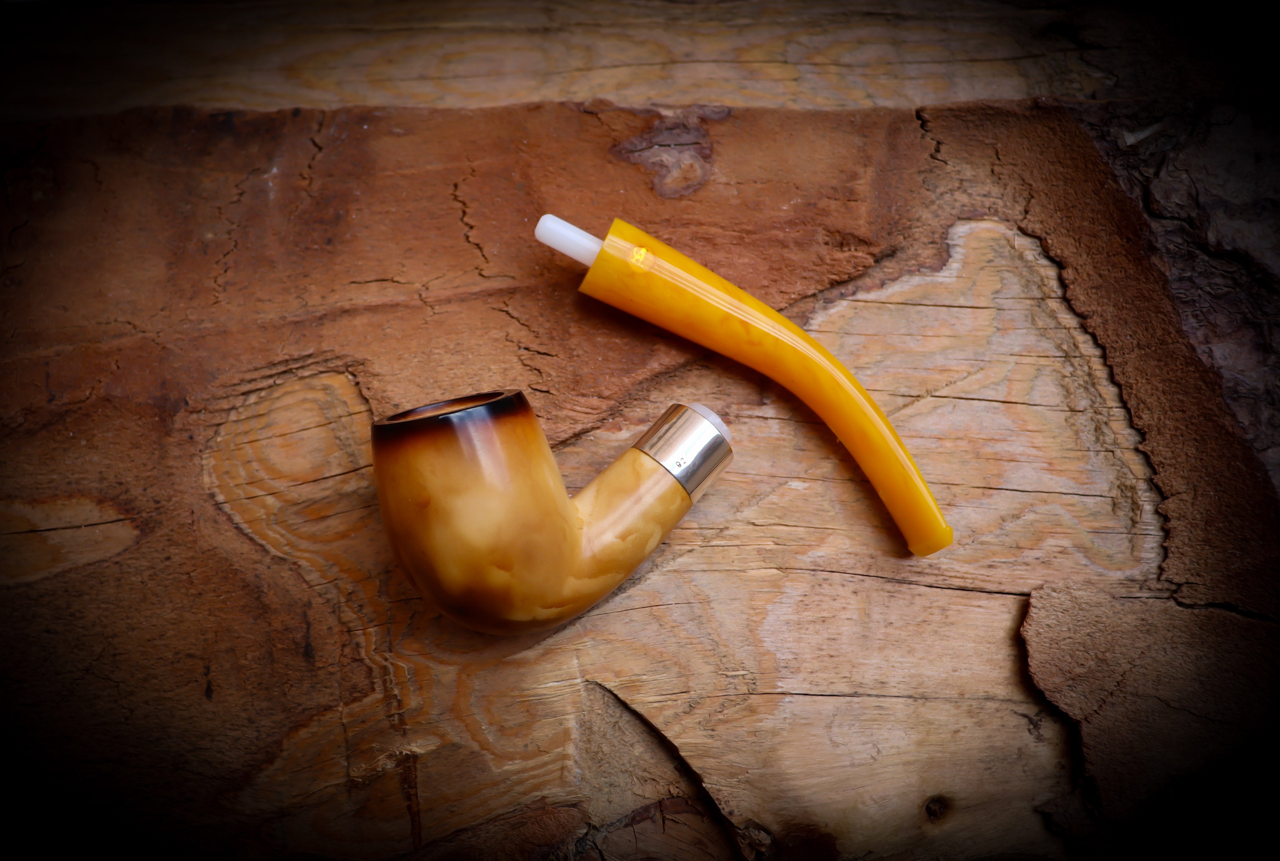 Lee Van Cleef Meerschaum, Silver Smooth Special Handmade Lee Van Cleef Meerschaum Pipe With Leather Case- Astaş Meerschaum