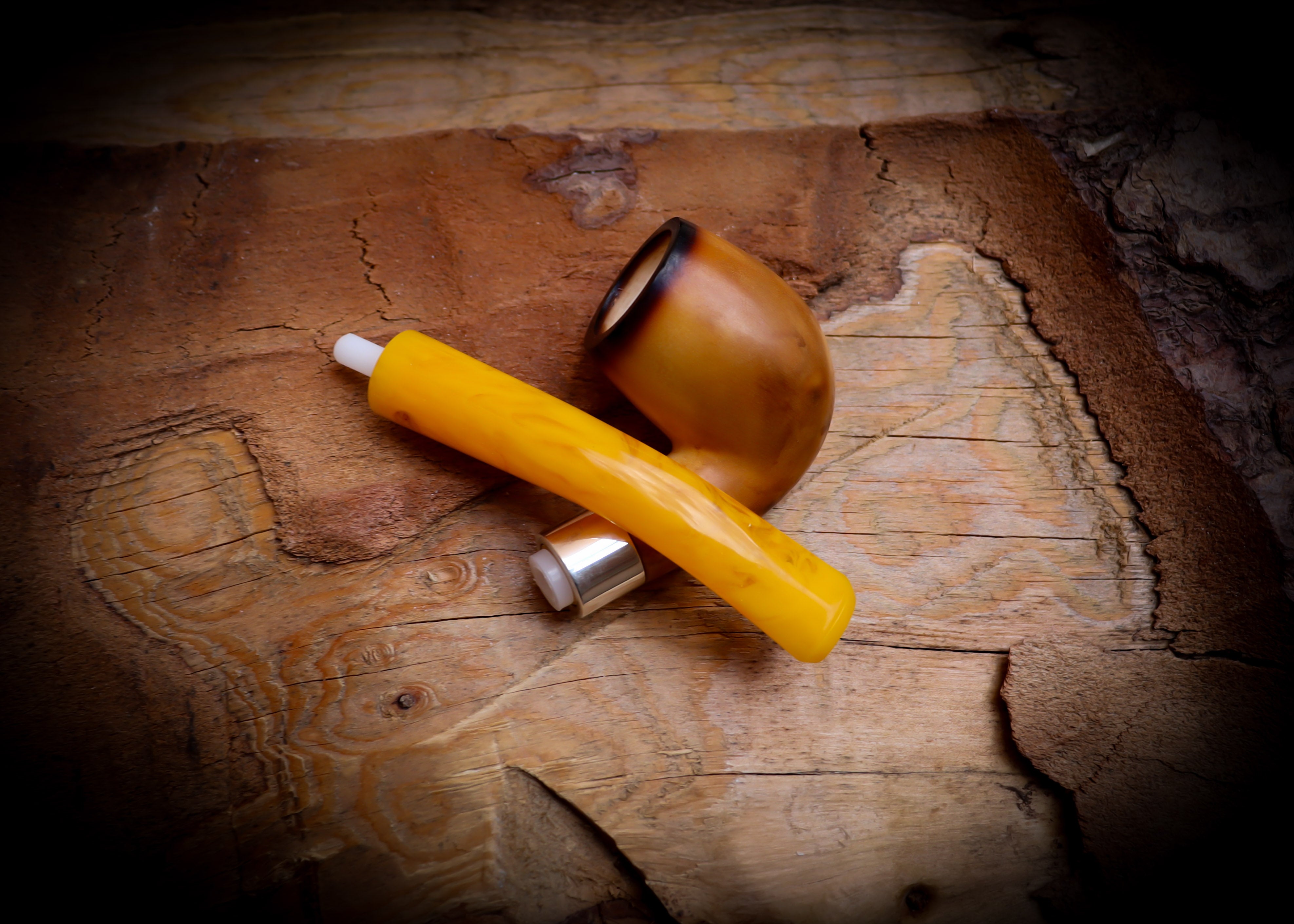 Lee Van Cleef Meerschaum, Silver Smooth Special Handmade Lee Van Cleef Meerschaum Pipe With Leather Case- Astaş Meerschaum