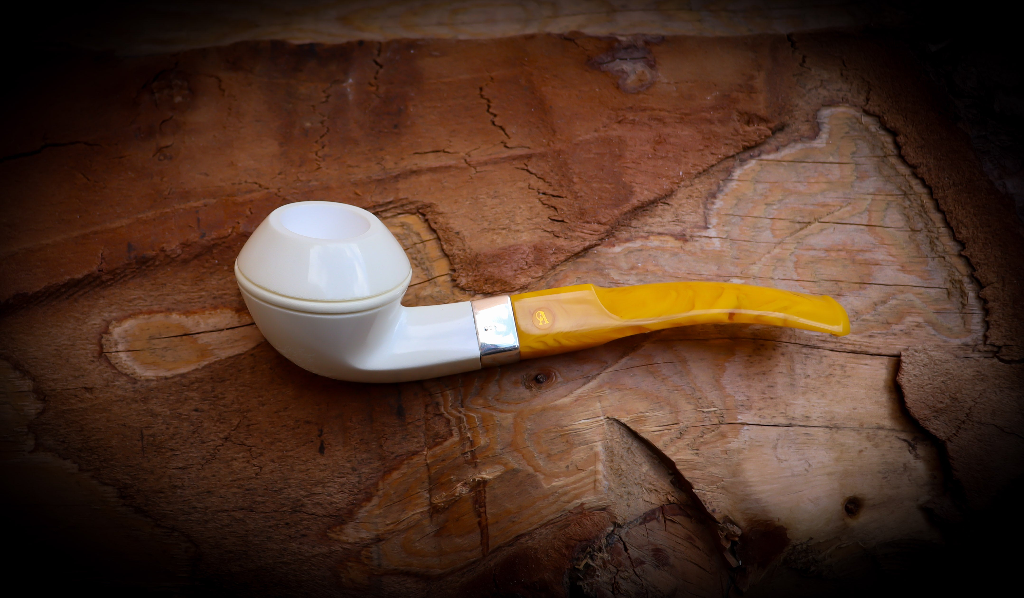 Rhodesian Meerschaum, Silver Smooth Special Handmade Bulldog Block Meerschaum Pipe With Leather Case - Astaş Meerschaum