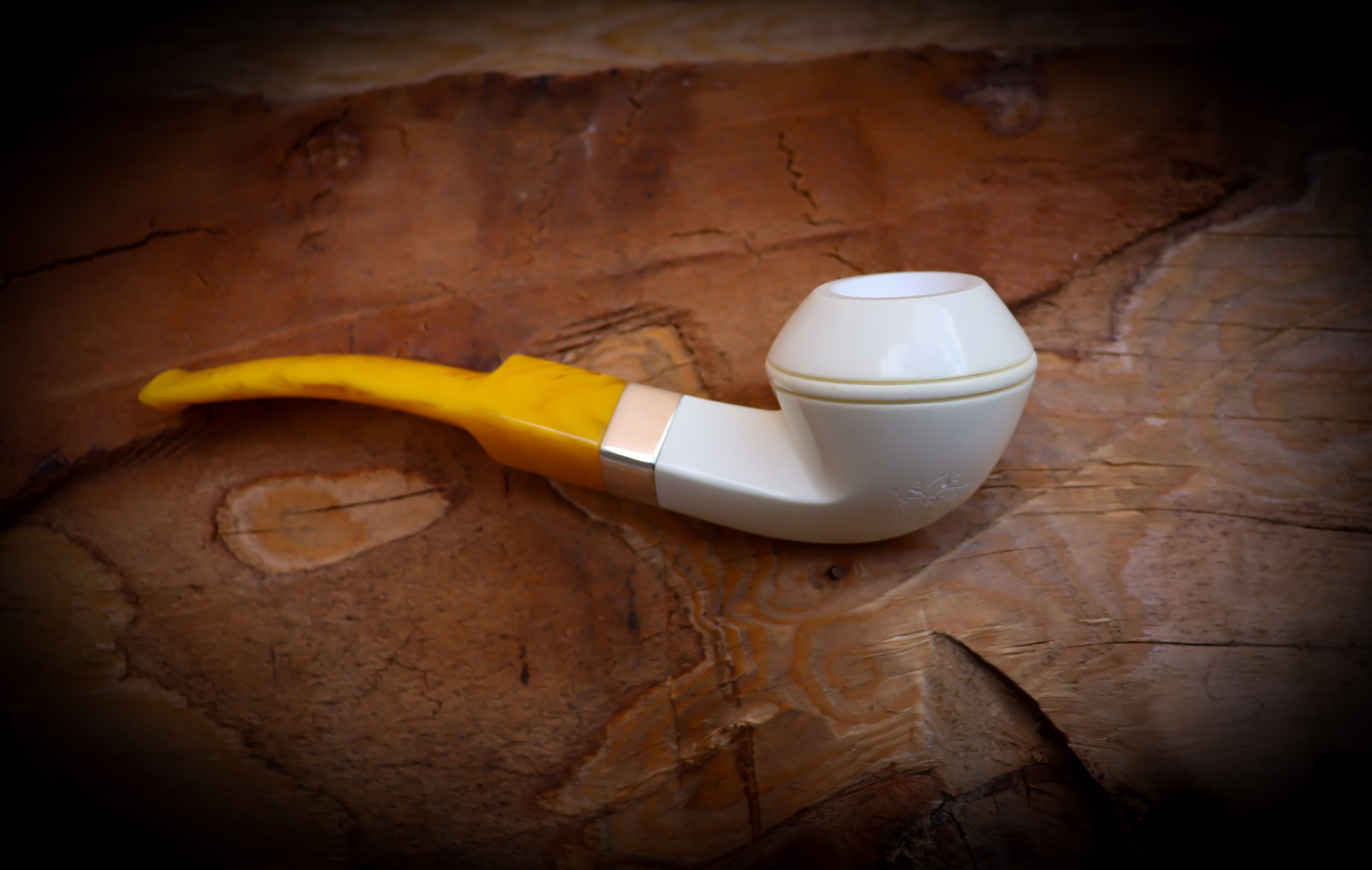 Rhodesian Meerschaum, Silver Smooth Special Handmade Bulldog Block Meerschaum Pipe With Leather Case - Astaş Meerschaum