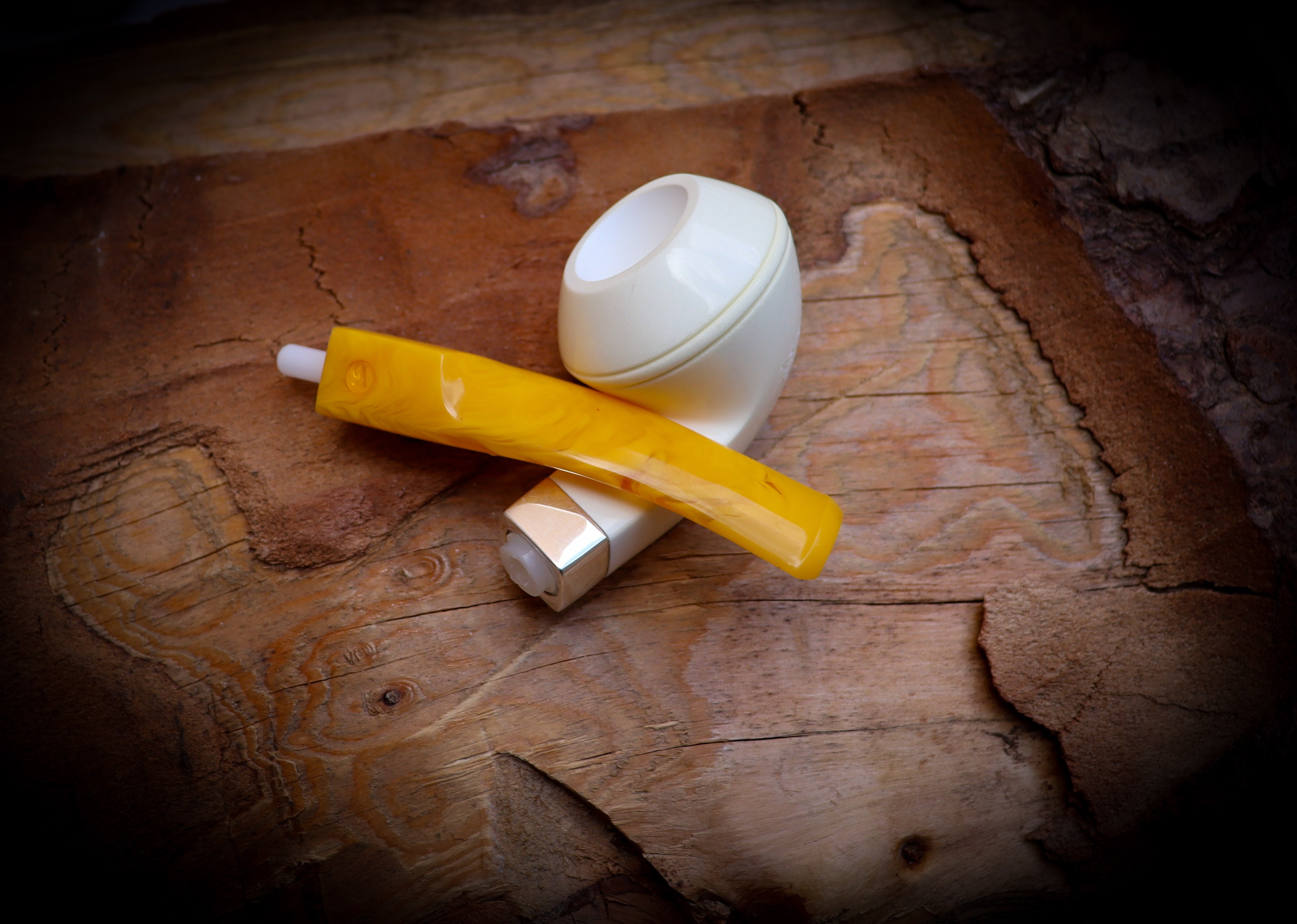 Rhodesian Meerschaum, Silver Smooth Special Handmade Bulldog Block Meerschaum Pipe With Leather Case - Astaş Meerschaum