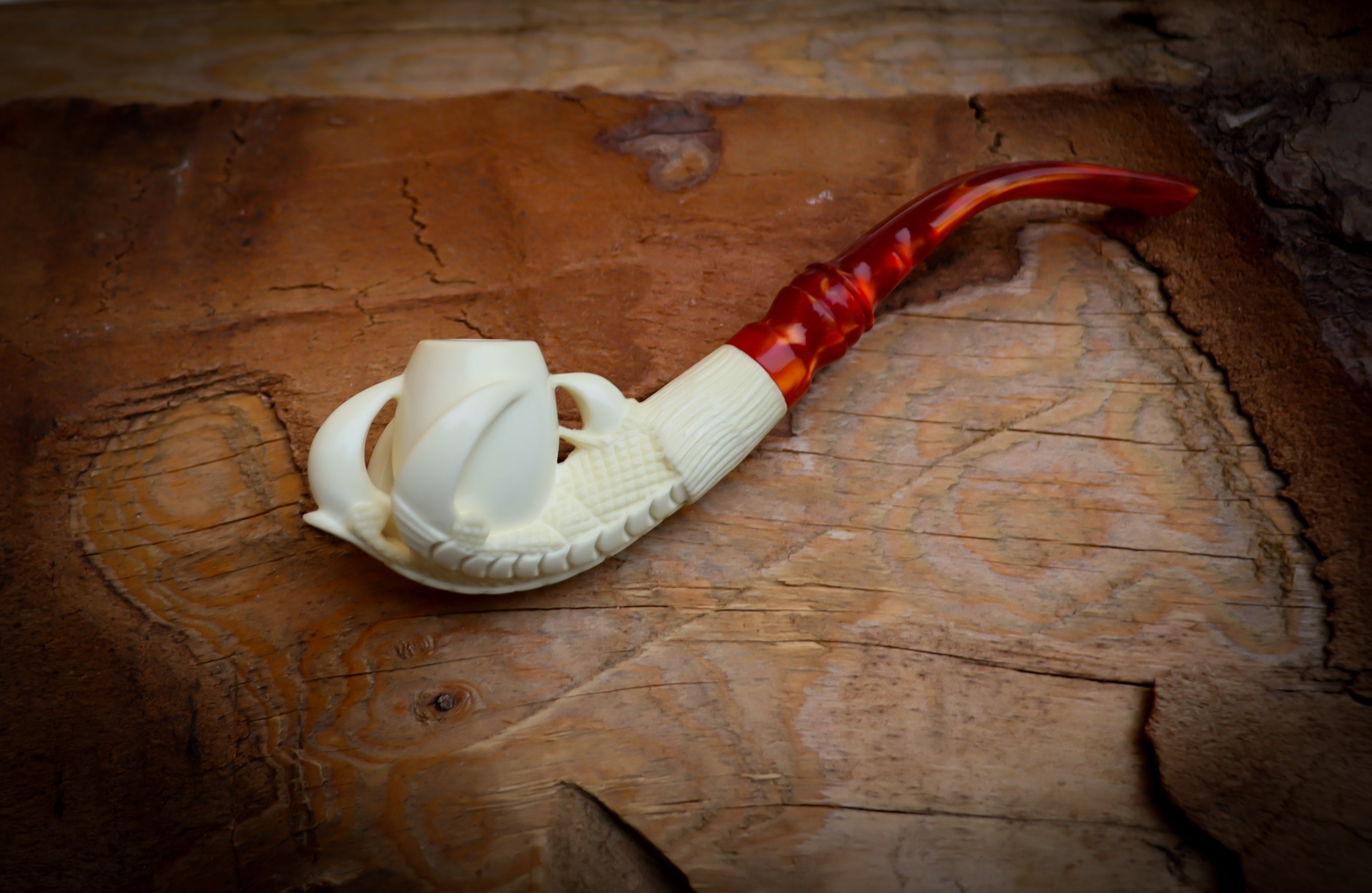 Cigarette Holder Eagle Claw Meerschaum Pipe With Leather Case- Astaş Meerschaum