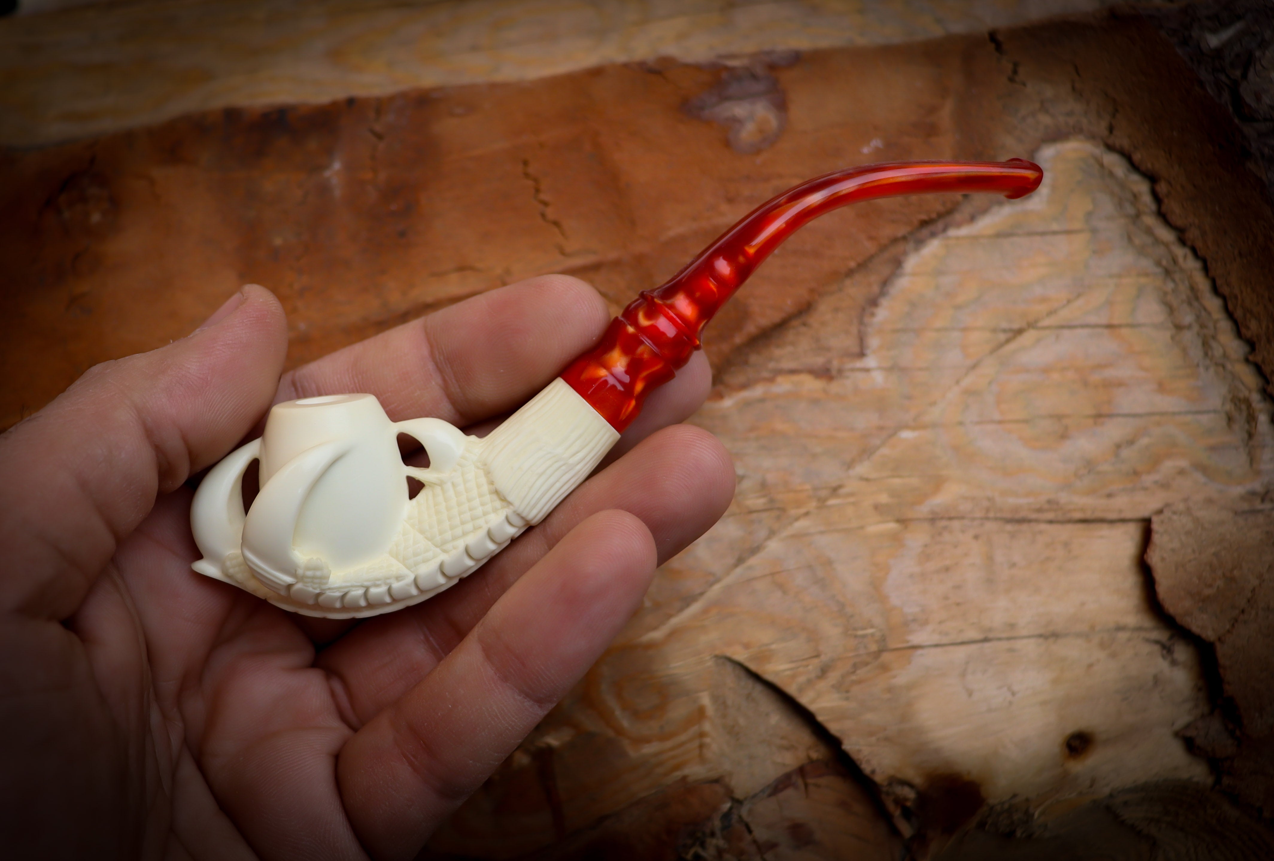 Cigarette Holder Eagle Claw Meerschaum Pipe With Leather Case- Astaş Meerschaum