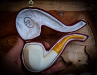 Panel Meerschaum Pipe With Leather Case-Astaş Meerschaum