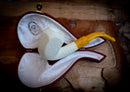 Panel Meerschaum Pipe With Leather Case-Astaş Meerschaum