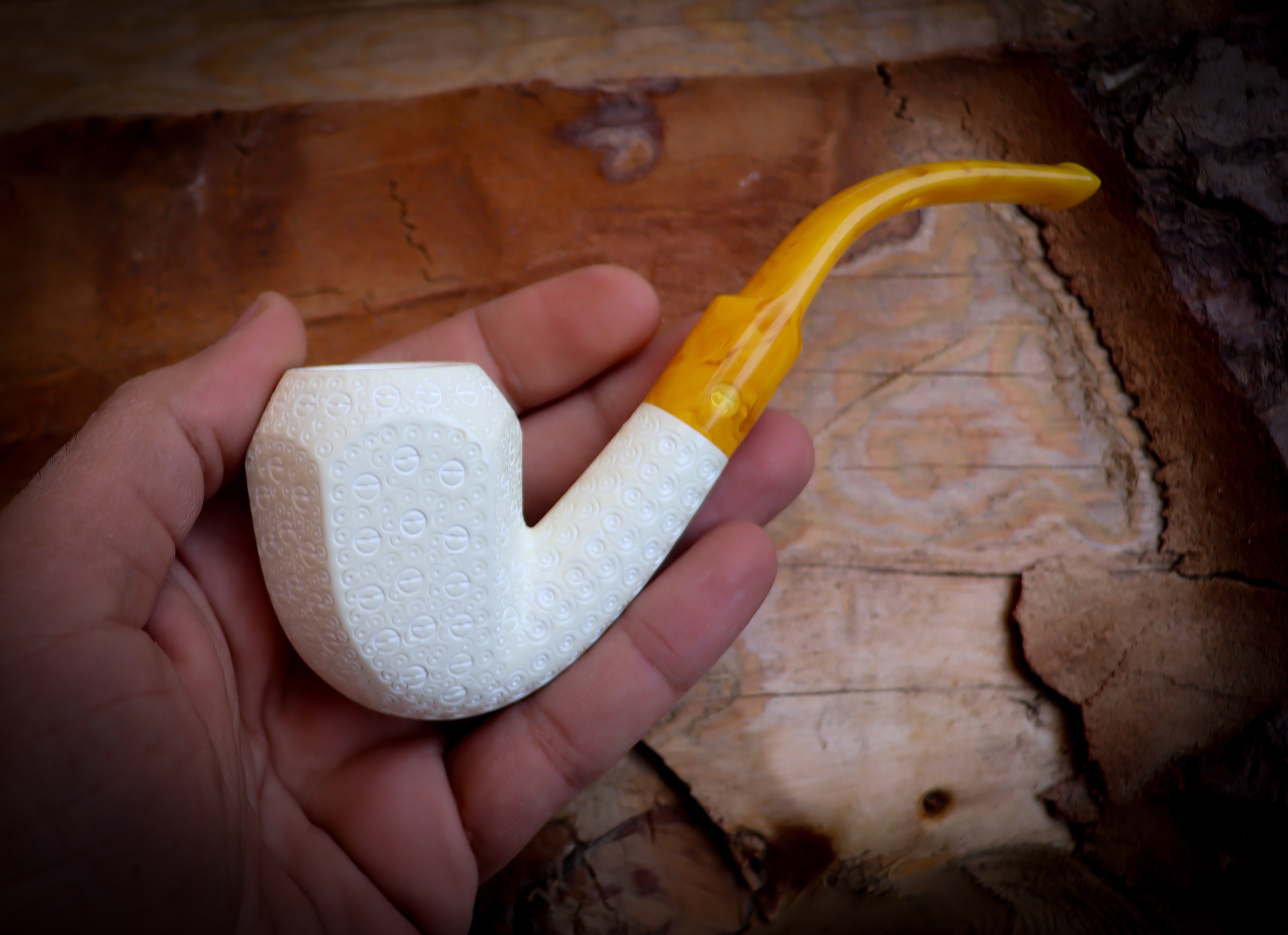 Panel Meerschaum Pipe With Leather Case-Astaş Meerschaum
