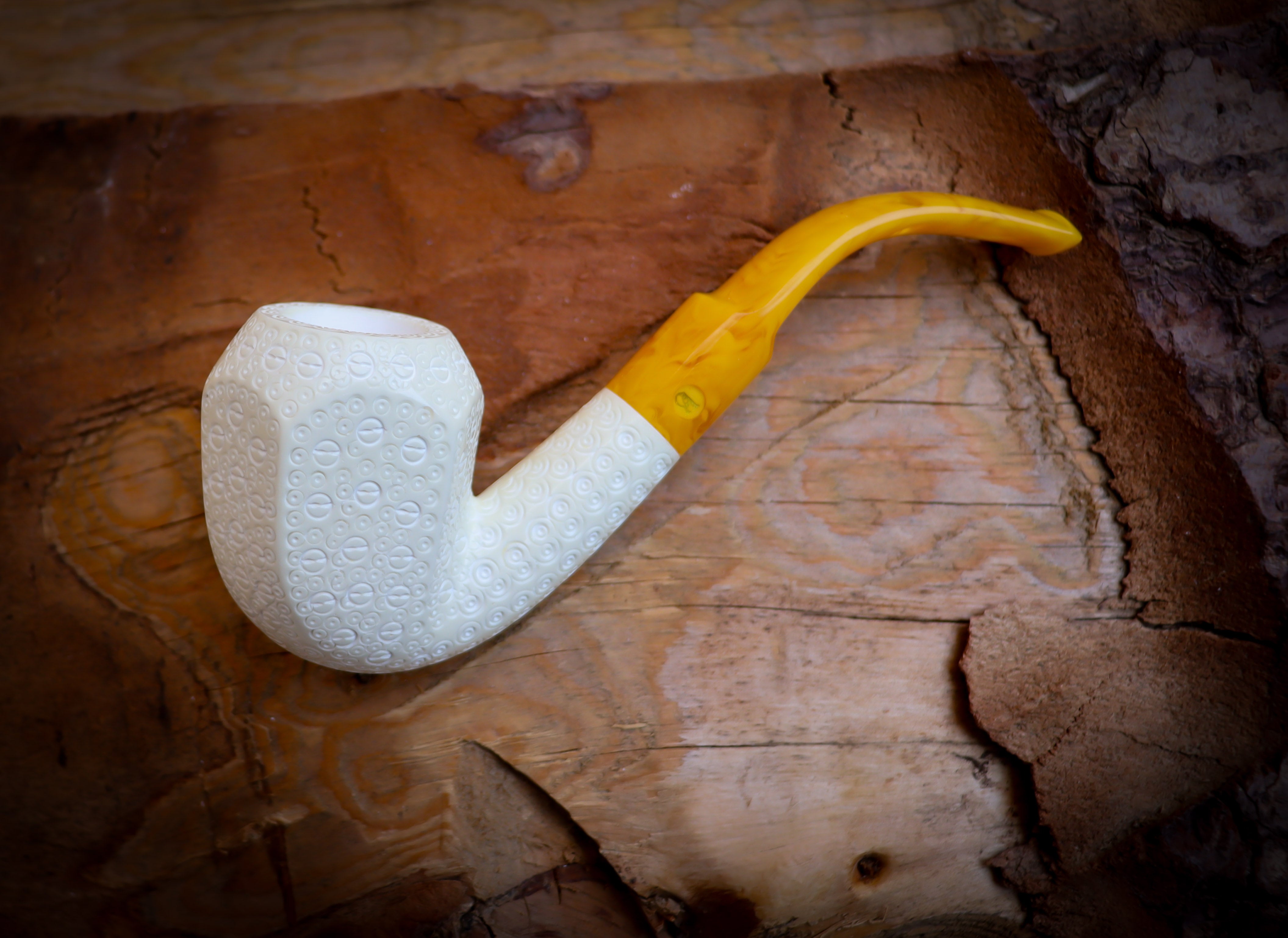 Panel Meerschaum Pipe With Leather Case-Astaş Meerschaum