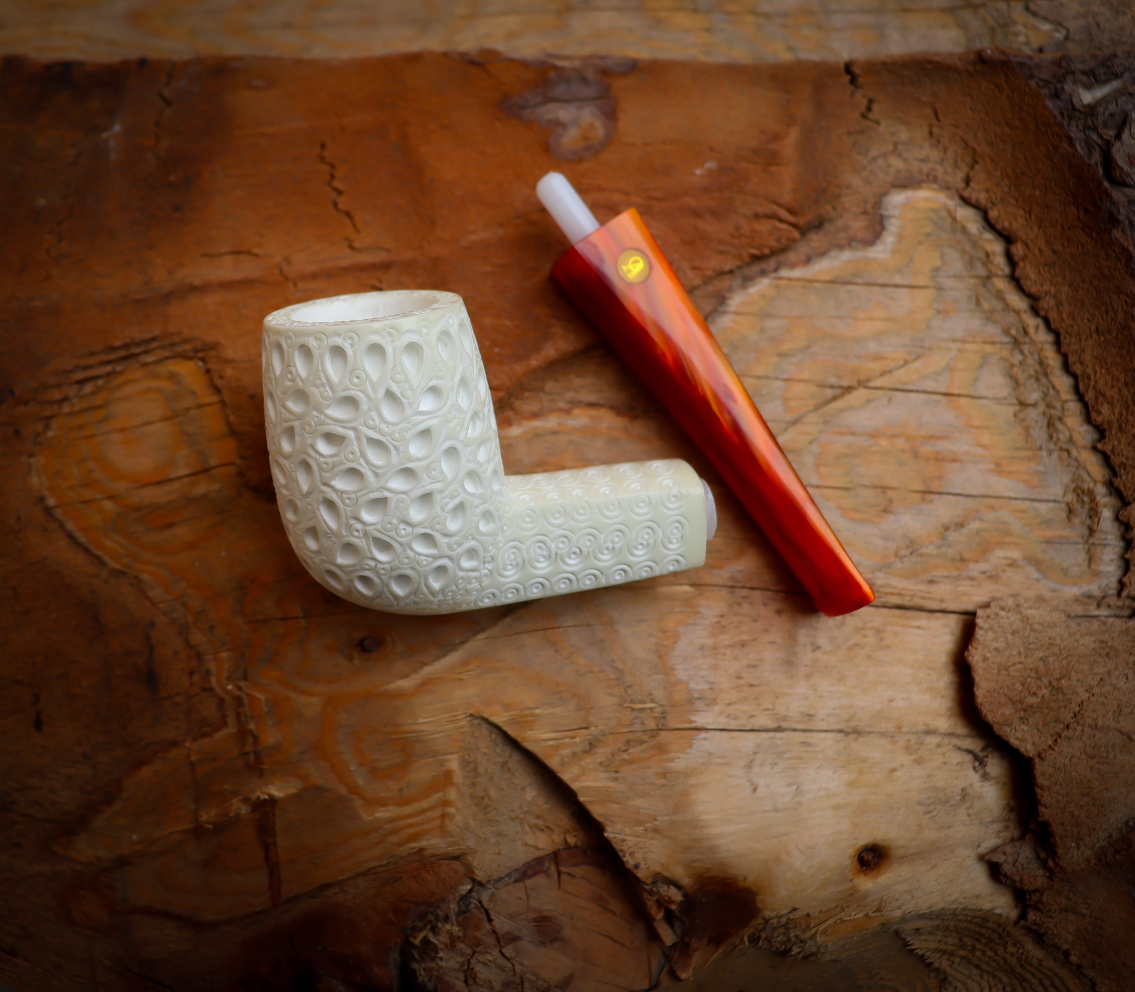 Billard Meerschaum Pipe With Leather Case-Astaş Meerschaum