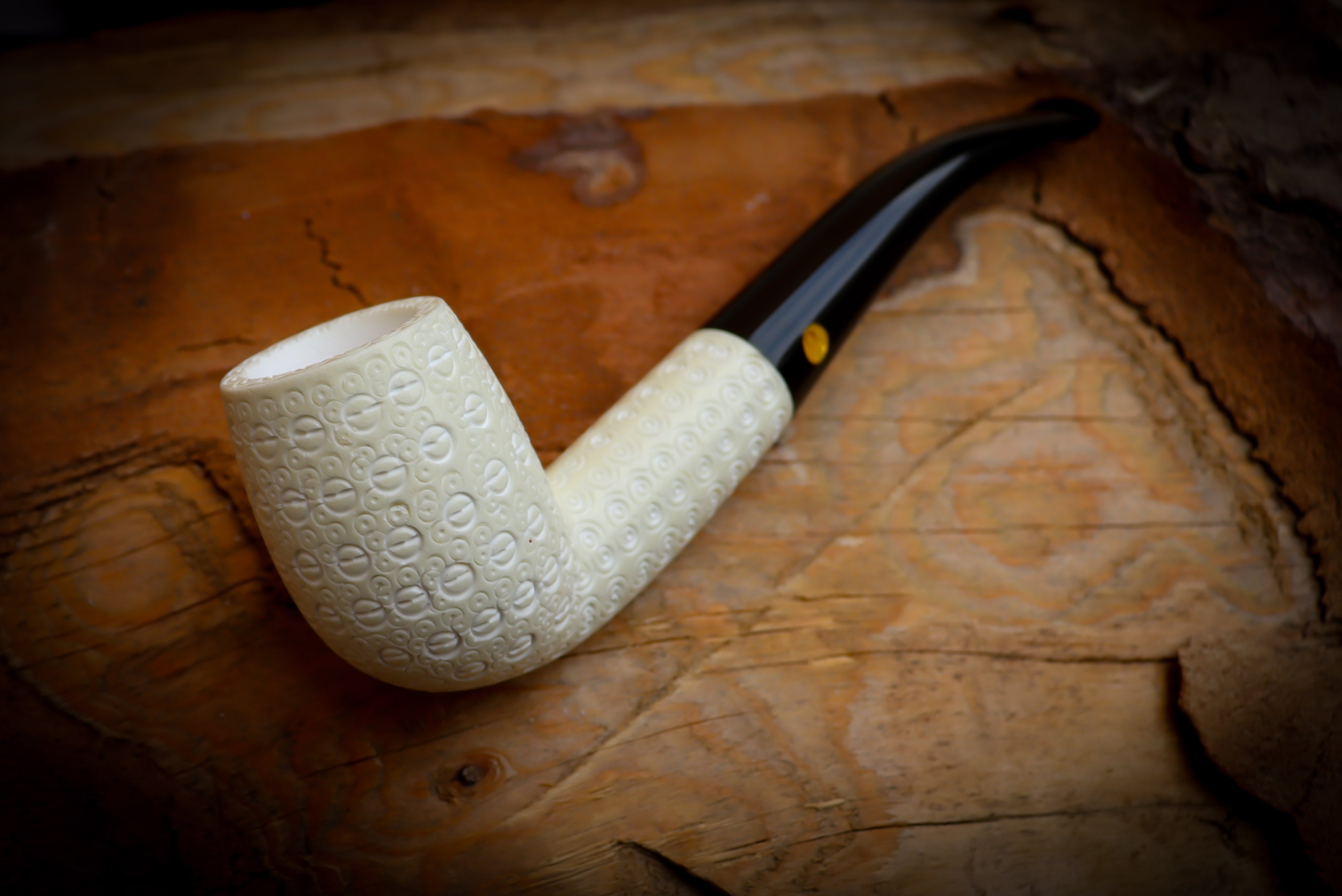 Premium Block Half Bent Meerschaum Pipe With Leather Case-Astaş Meerschaum