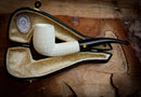 Premium Block Half Bent Meerschaum Pipe With Leather Case-Astaş Meerschaum