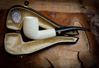 Premium Block Half Bent Meerschaum Pipe With Leather Case-Astaş Meerschaum