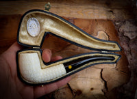 Premium Block Half Bent Meerschaum Pipe With Leather Case-Astaş Meerschaum