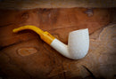 Embriodered Premium Block Cobra Meerschaum Pipe With Leather Case-Astaş Meerschaum